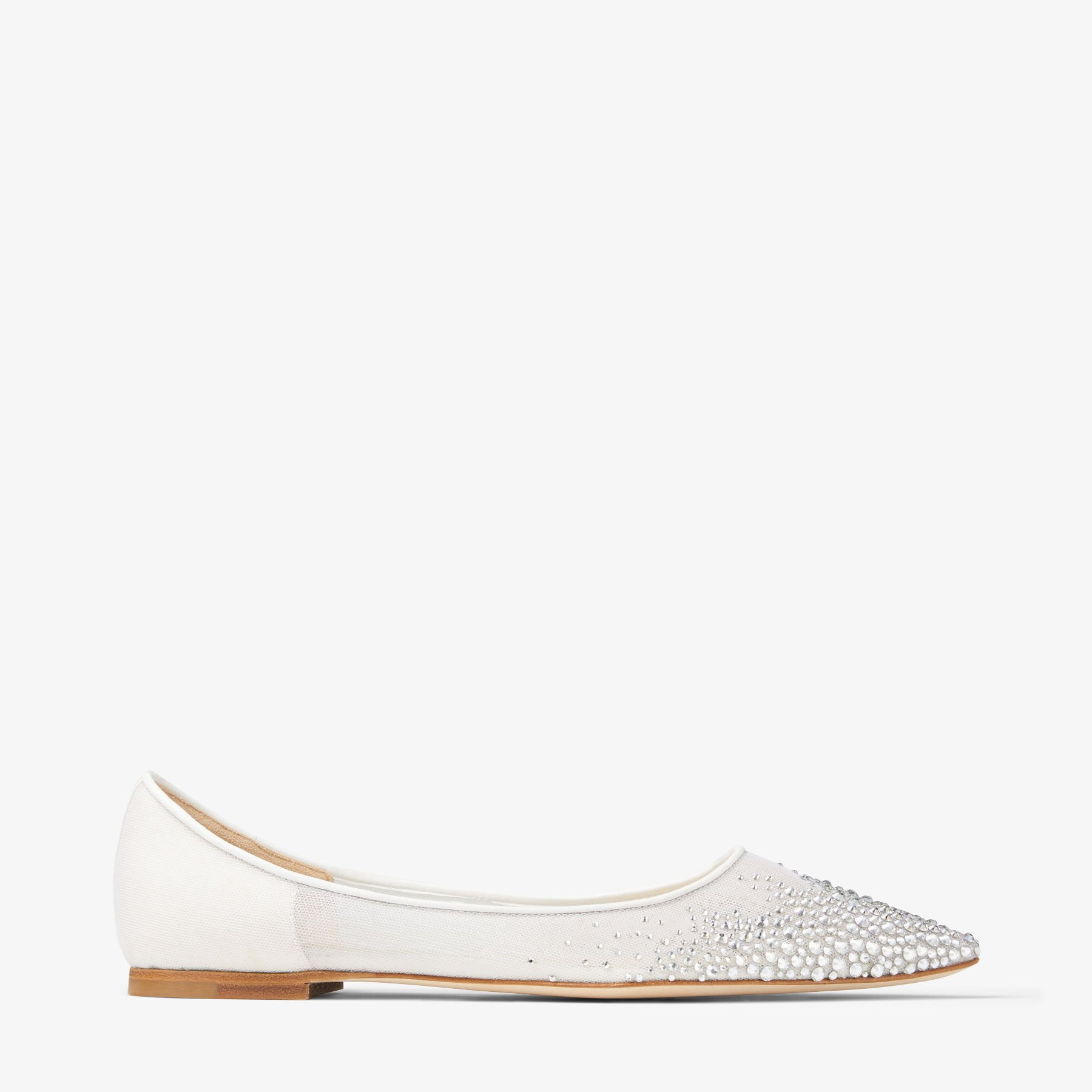 JIMMY CHOO Love Flat White Degrade Crystal Mesh Flats White 40
