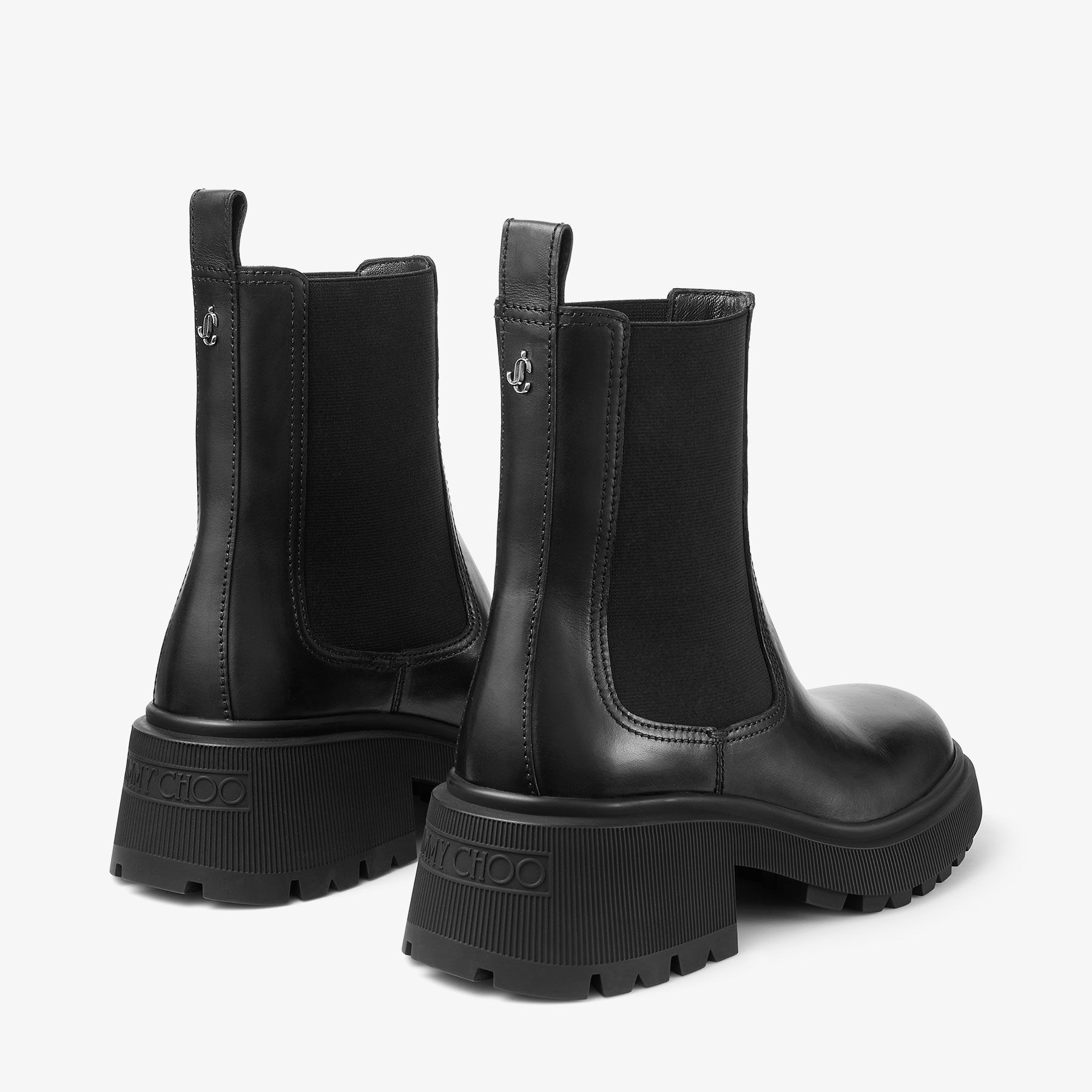 Chunky Heel Square-Toe Chelsea Boots最低価格 Tamia Chelsea Flat | Black Shiny Calf Leather Chelsea Boots