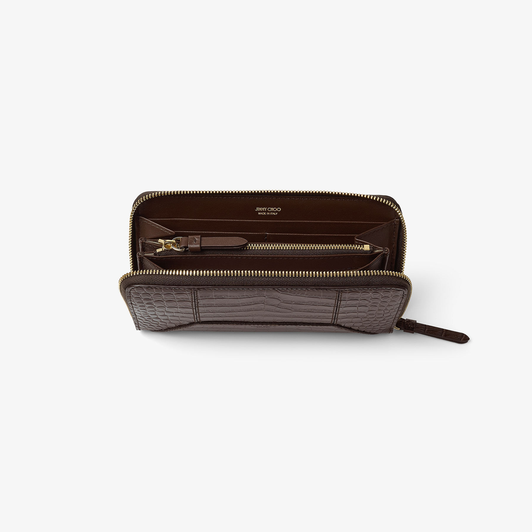 DM Pippa | Chocolate Croc Embossed Calf Leather Wallet