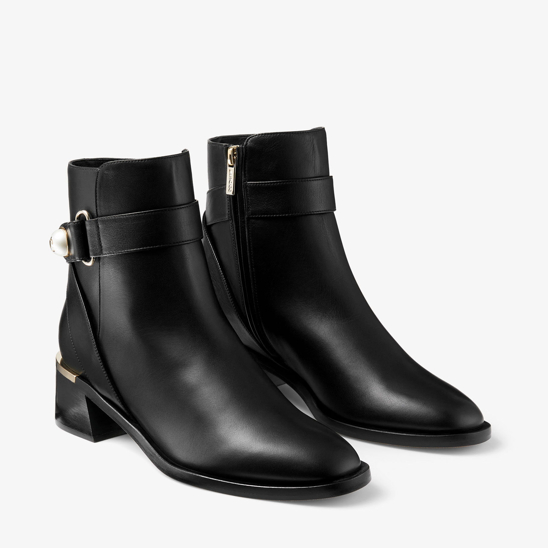 Noor 45 | Black Leather Boot | JIMMY CHOO