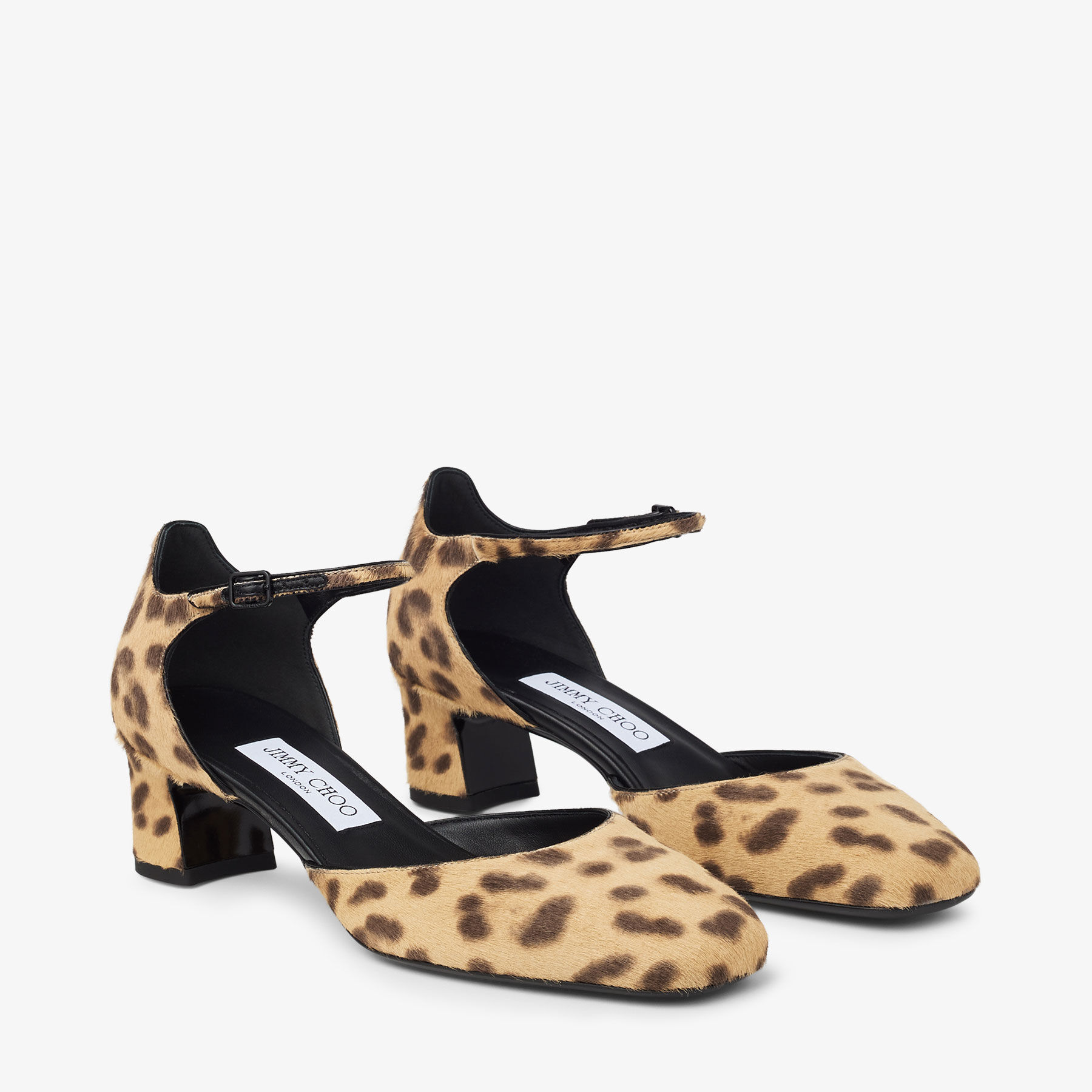 Pixie/BH 45 | Natural Leopard Print Pony Pumps | JIMMY CHOO