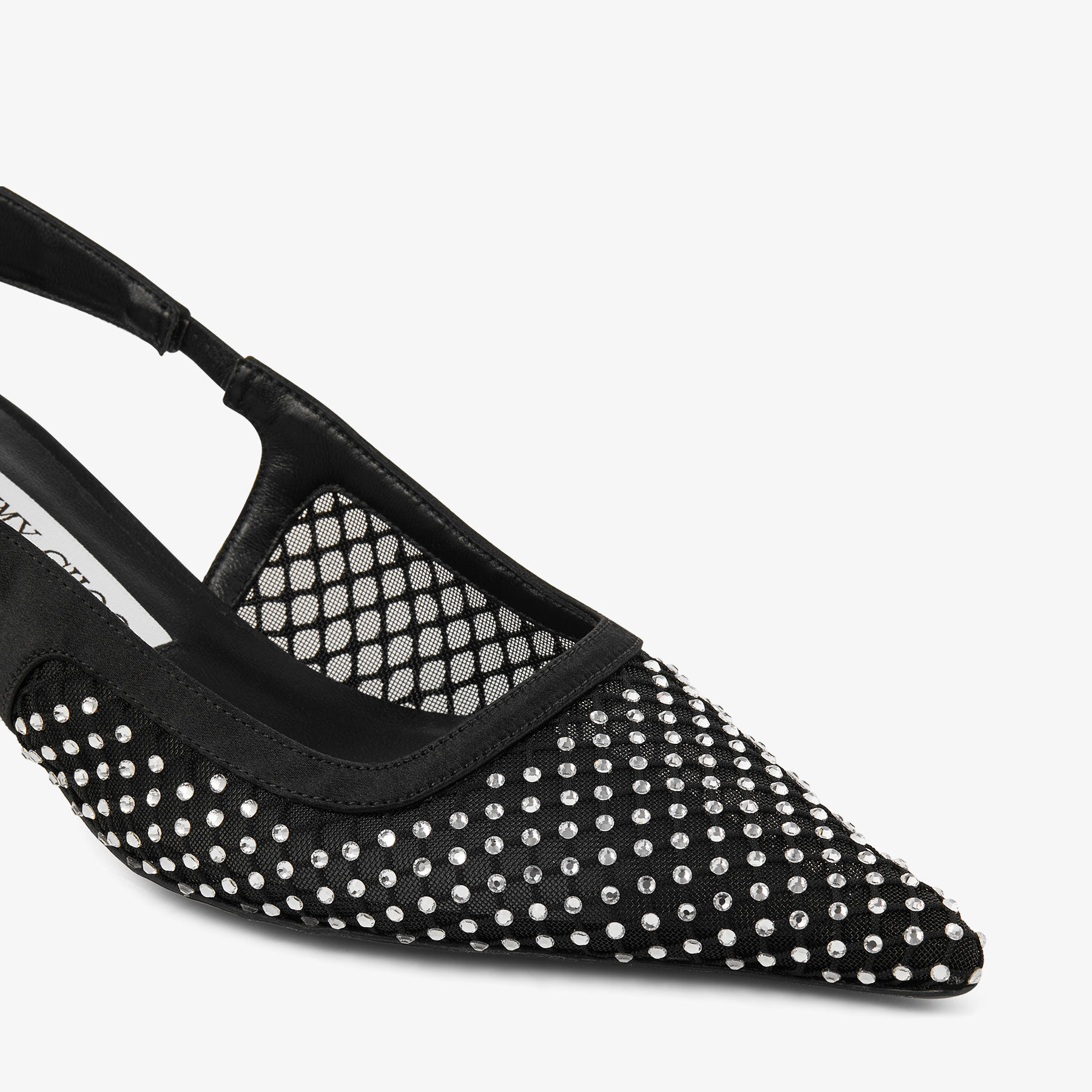 Amel 50 | Black Crystal Mesh & Satin Pumps | JIMMY CHOO
