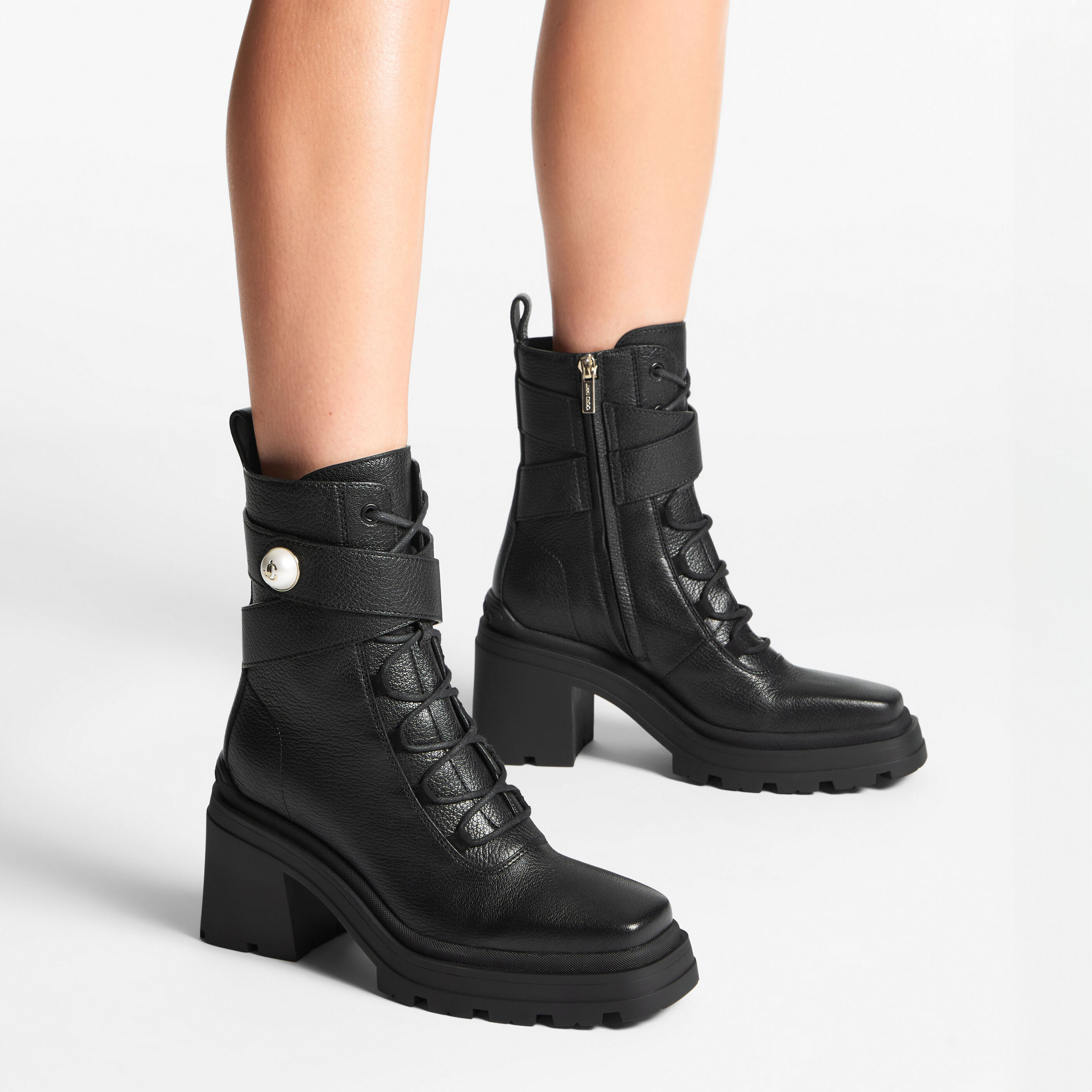 Noemi 80 Black Leather Ankle Boots JIMMY CHOO