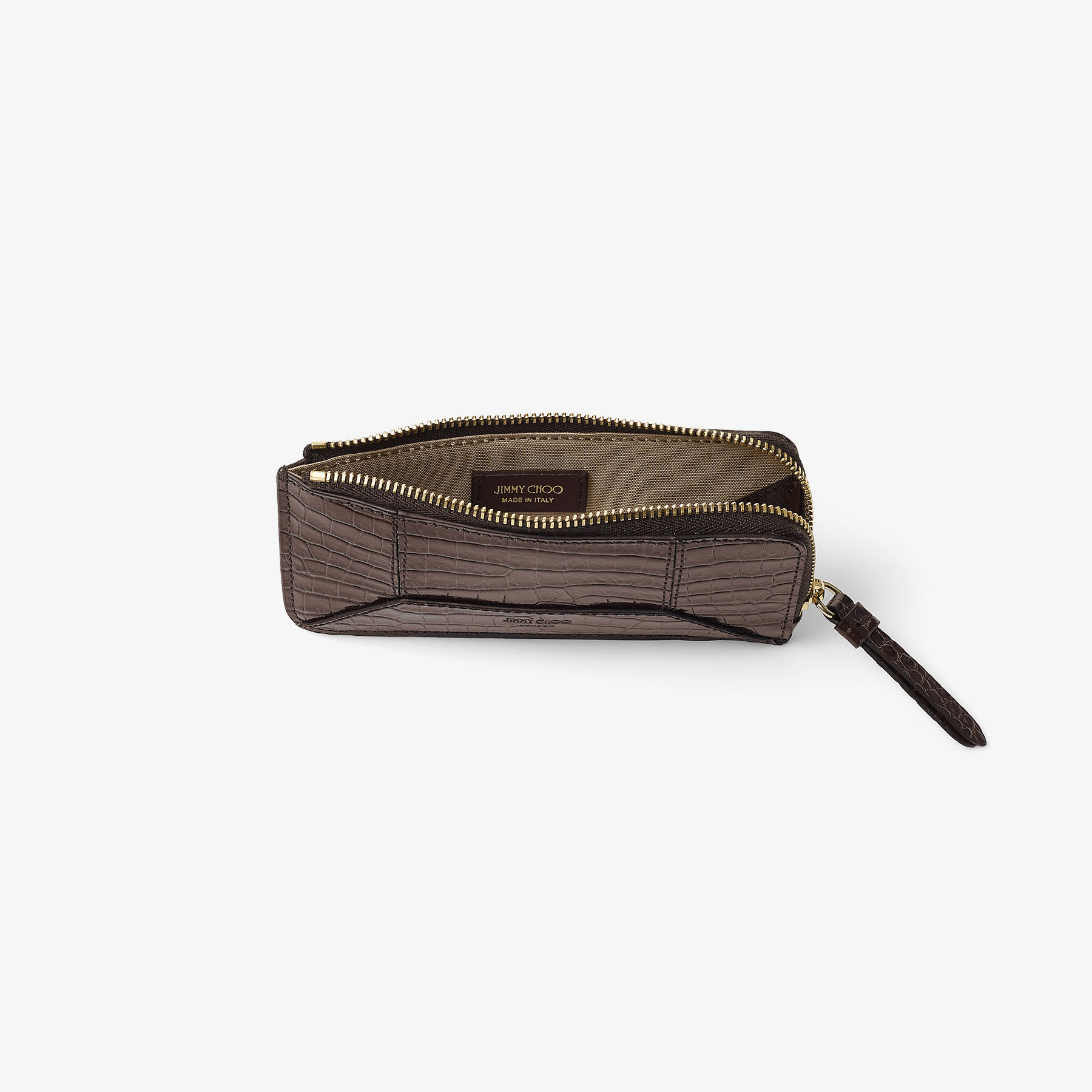 DM Lise-Z | Chocolate Croc Embossed Calf Leather Coin Purse