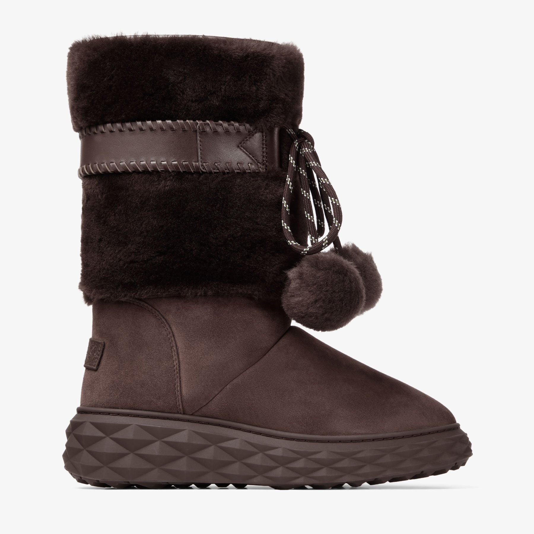 Cobi | Chocolate Suede Mid Boots with Shearling Lining | JIMMY CHOO