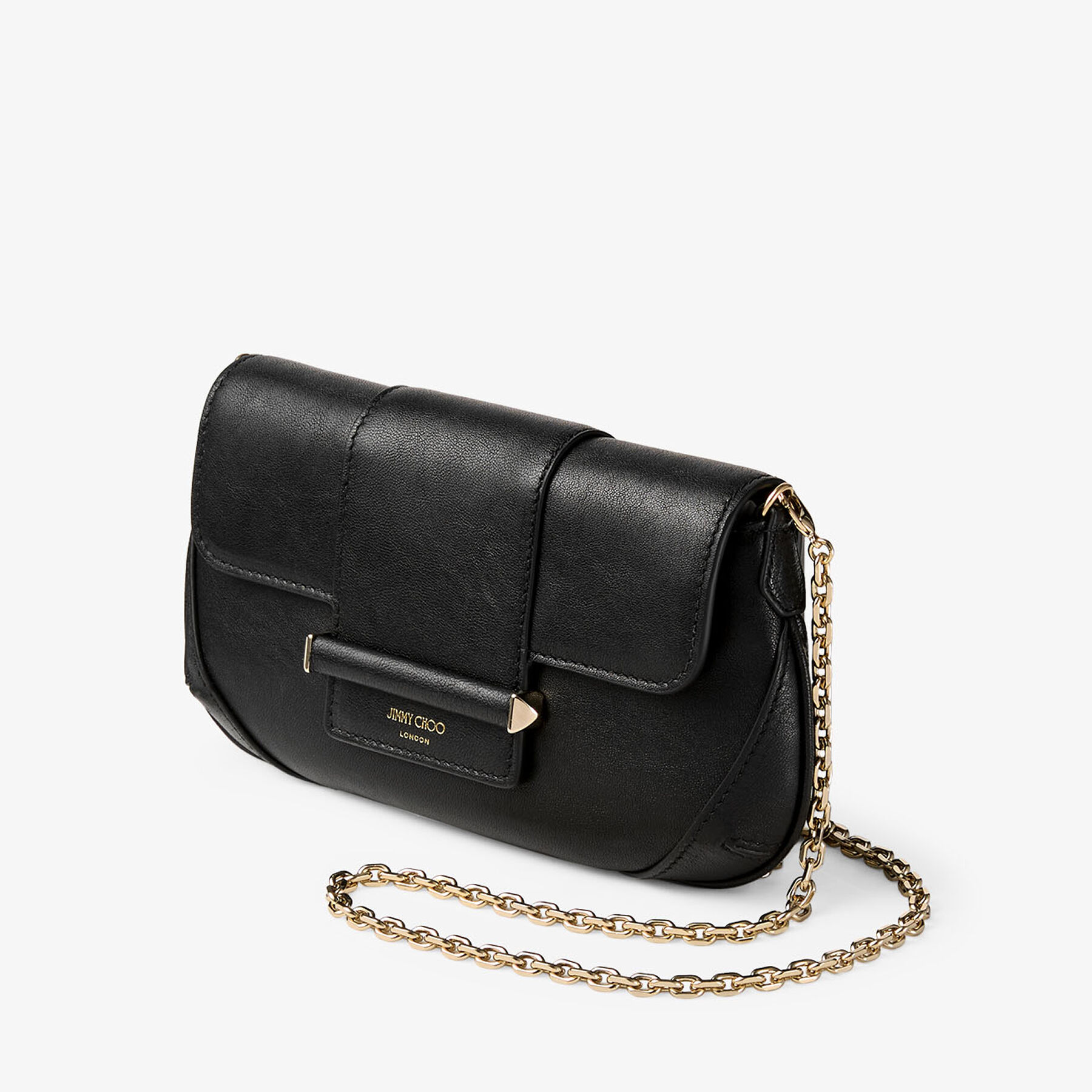Bar Wallet With Chain | Black Biker Leather Shoulder Bag | JIMMY CHOO