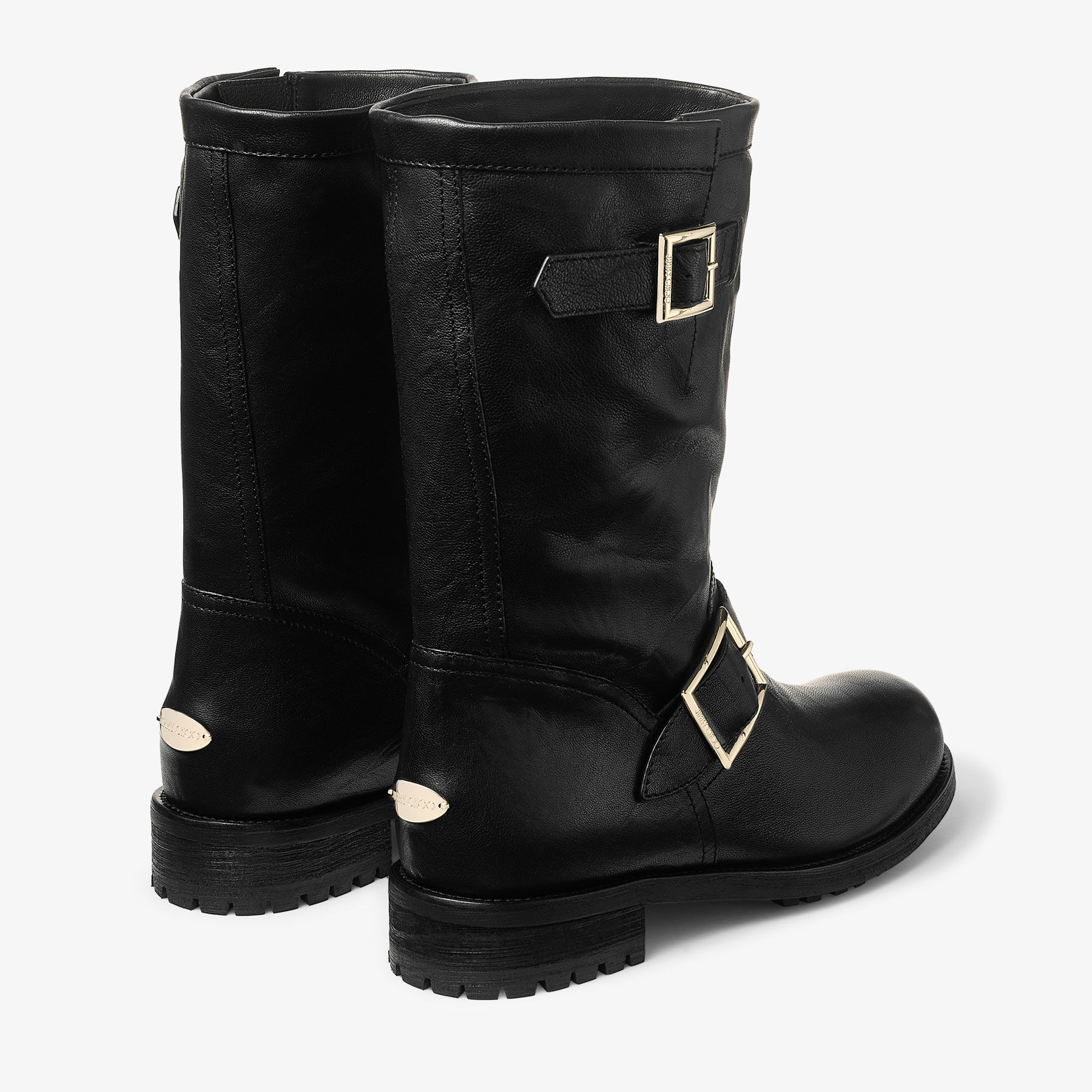 Biker Mid | Black Biker Leather Ankle Boot | JIMMY CHOO