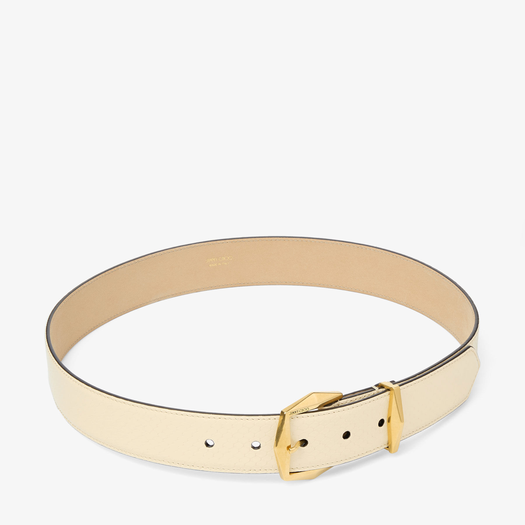 Diamond Buckle Belt | Yellow Buttermilk Elaphe Print Belt 