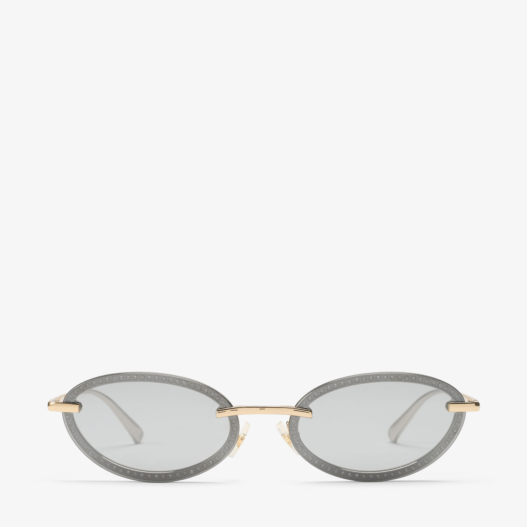 Zina | Pale Gold Oval Sunglasses | JIMMY CHOO