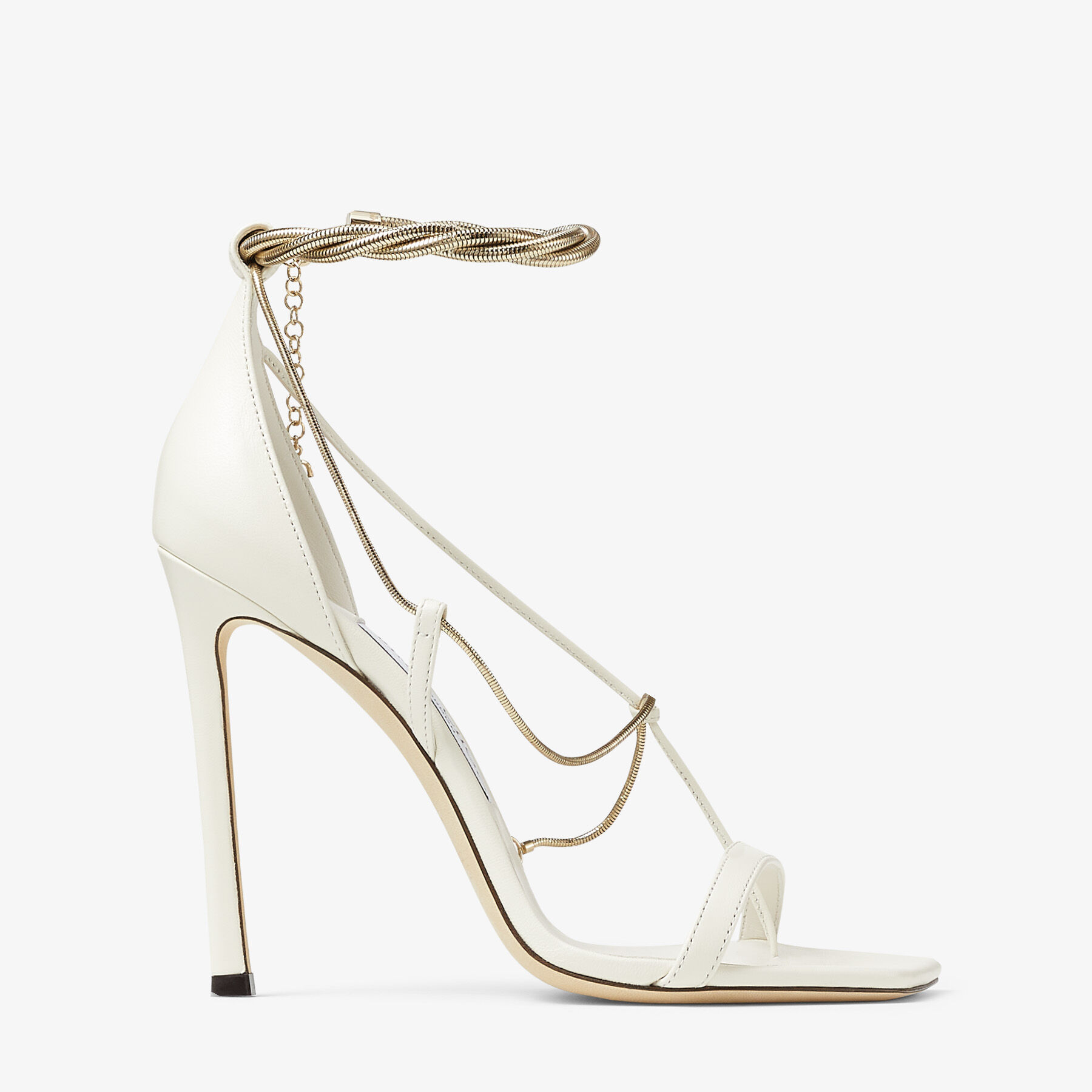 Latte Nappa Sandals with Gold Chains | ORIANA 110 - Jimmy Choo