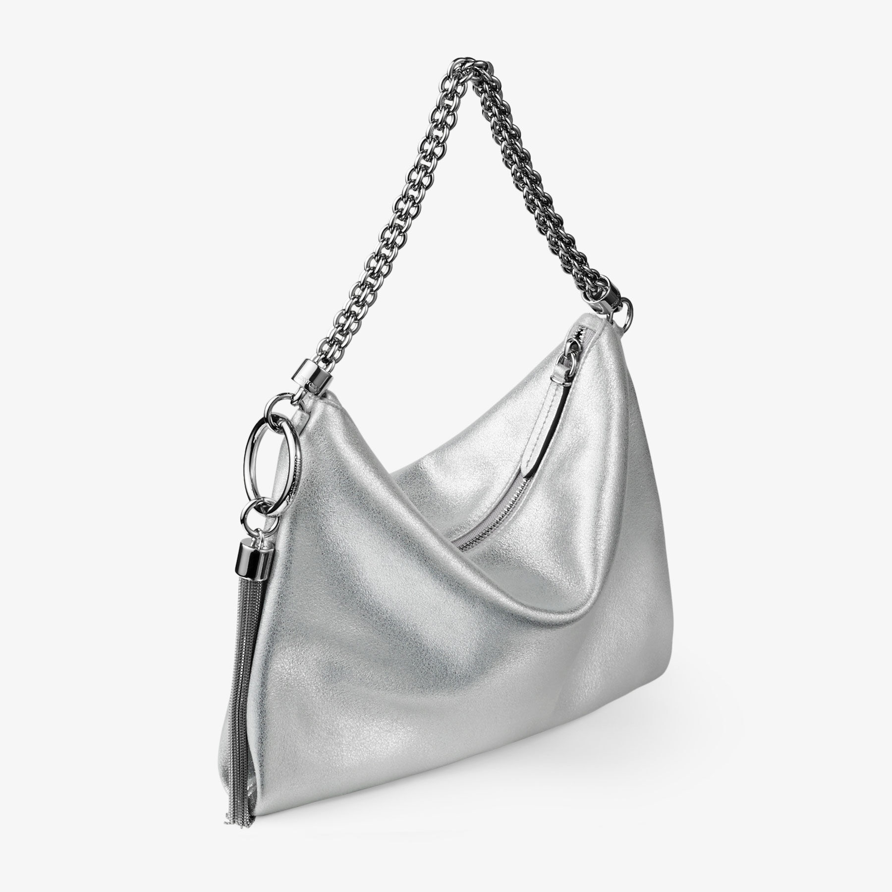 Silver Metallic Leather Clutch Bag Callie Pre Fall 18 JIMMY CHOO