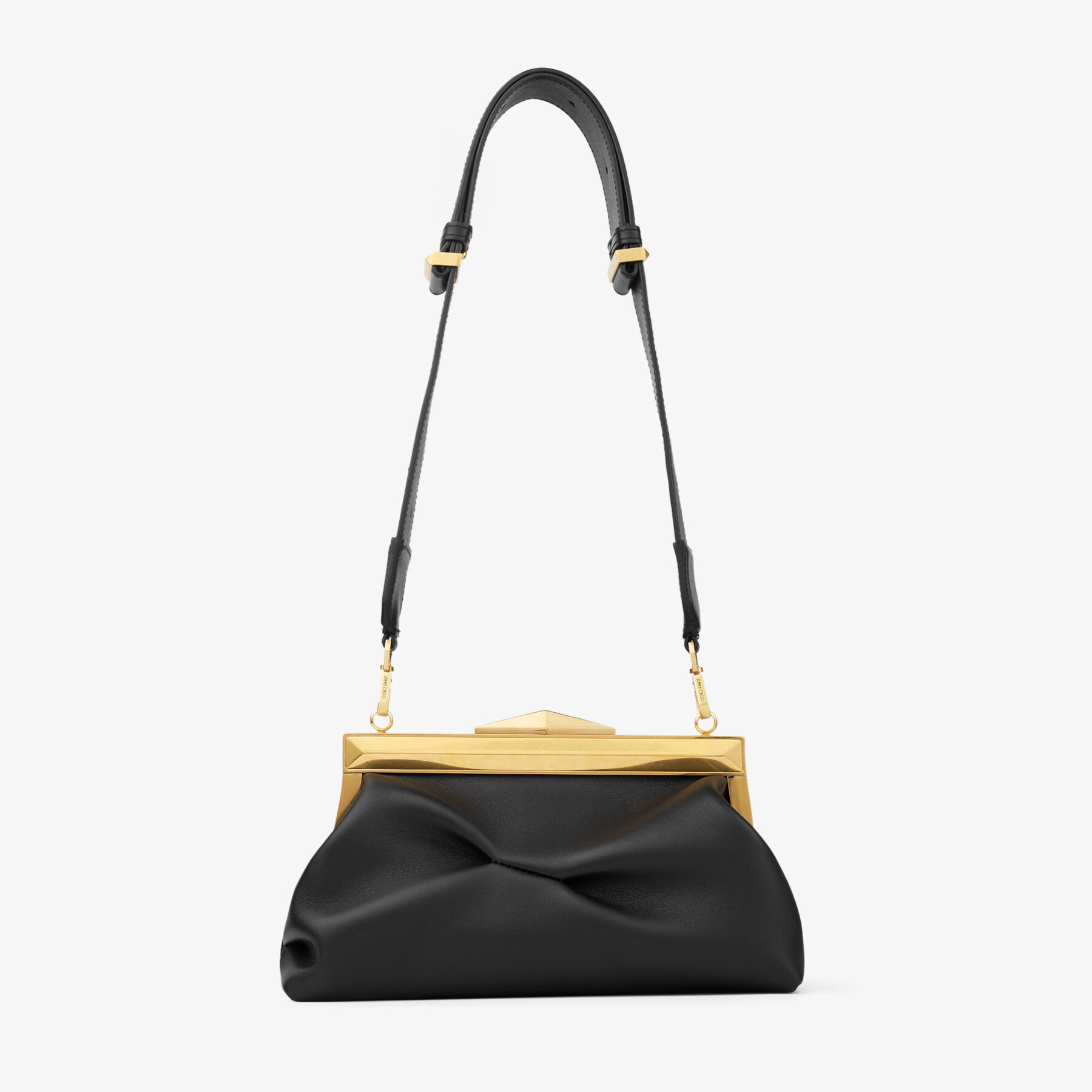 Black Box Leather Shoulder Bag with Pearl Strap | AVENUE