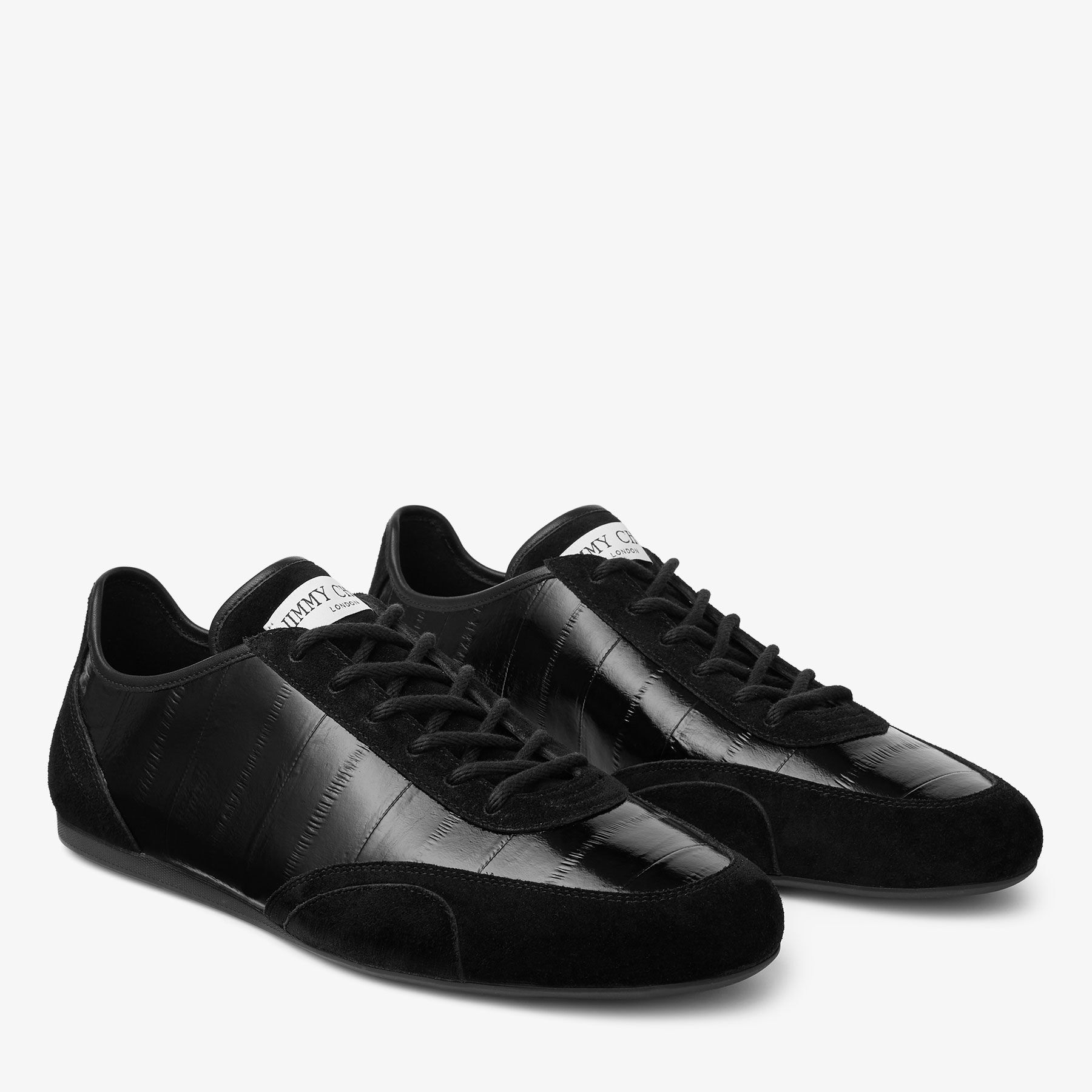 Sunny M | Black Leather Mix and Eel Printed Leather Low Top