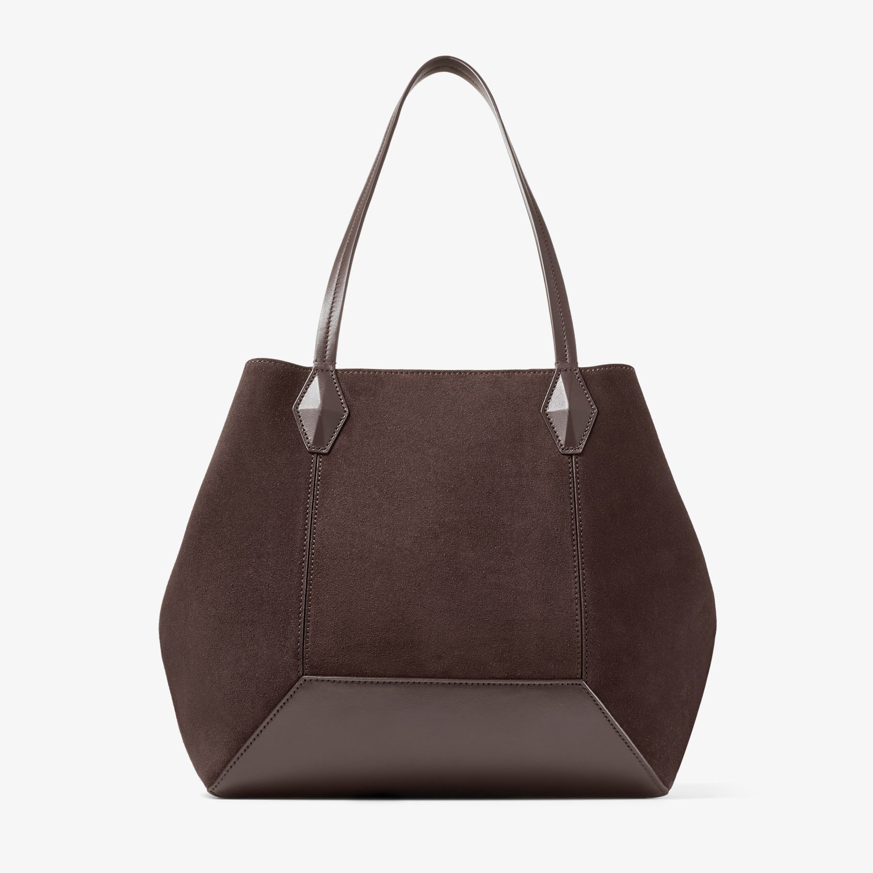 トートバッグ Jimmy Choo Dark Brown Suede Diamond Shopping Bag Diamond Tote/M | Coffee Suede Tote Bag | JIMMY CHOO