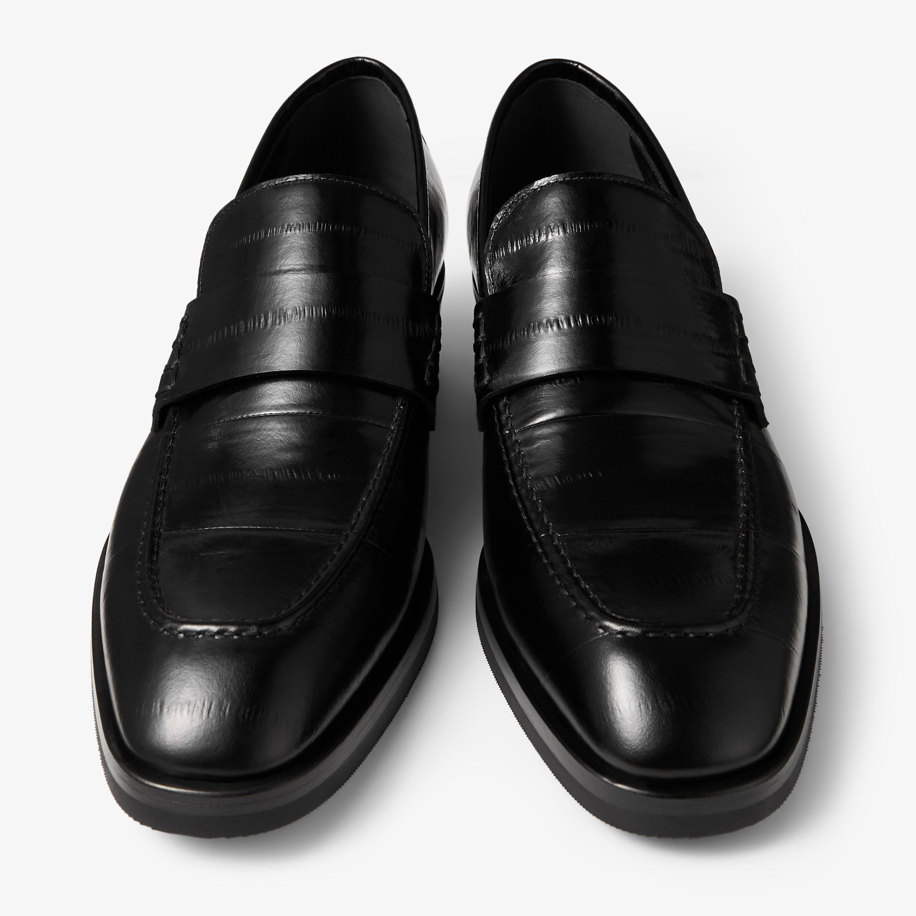 Wilder Loafer M | Black Eel-Embossed Leather Loafers | JIMMY CHOO