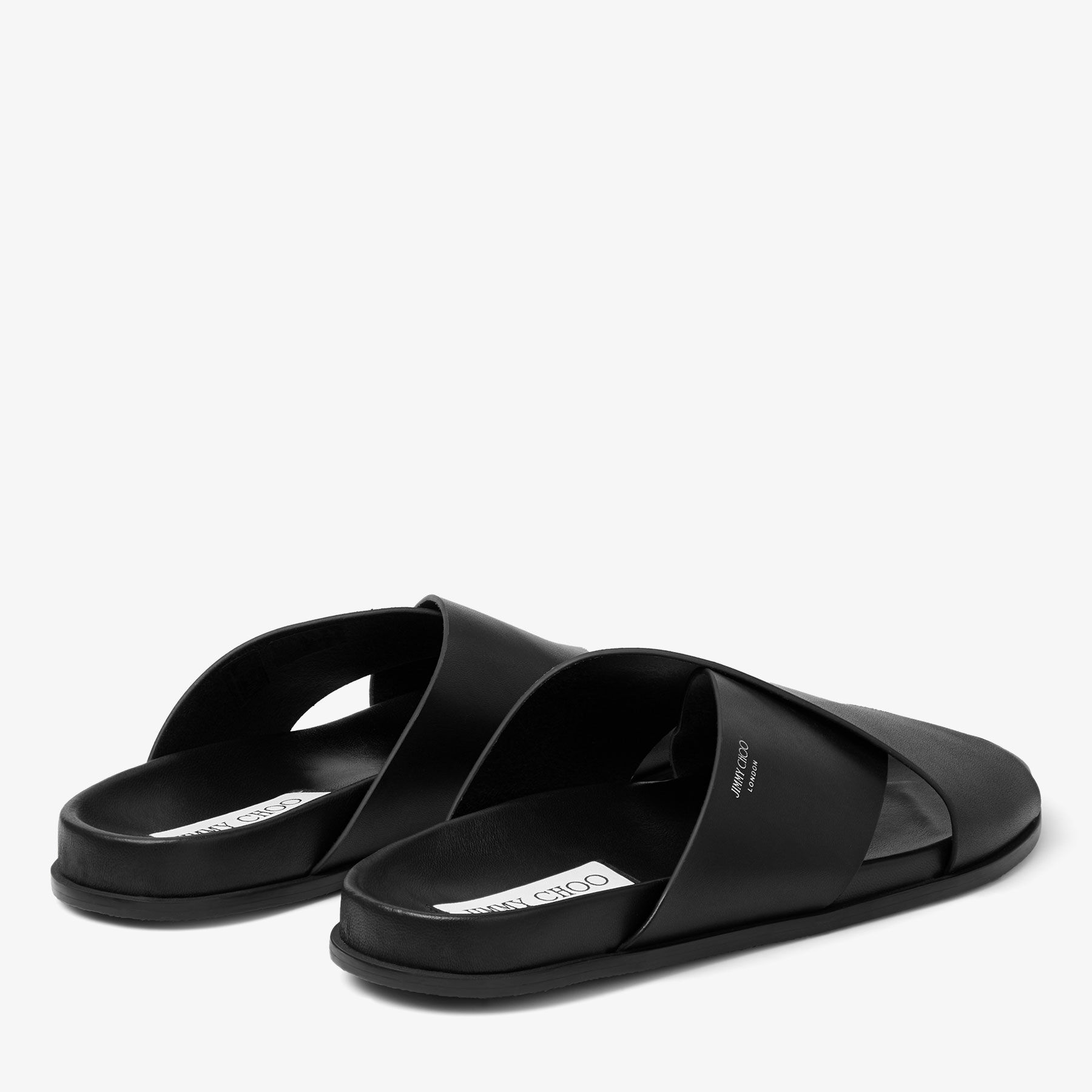 Sol Slide | Black Vachetta Leather Slides | JIMMY CHOO