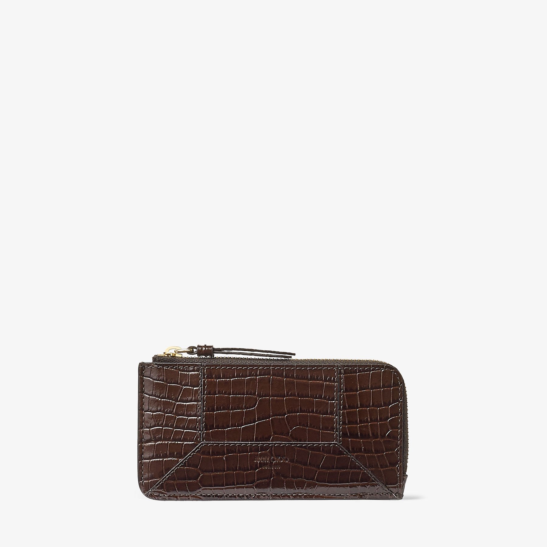 DM Lise-Z | Chocolate Croc Embossed Calf Leather Coin Purse