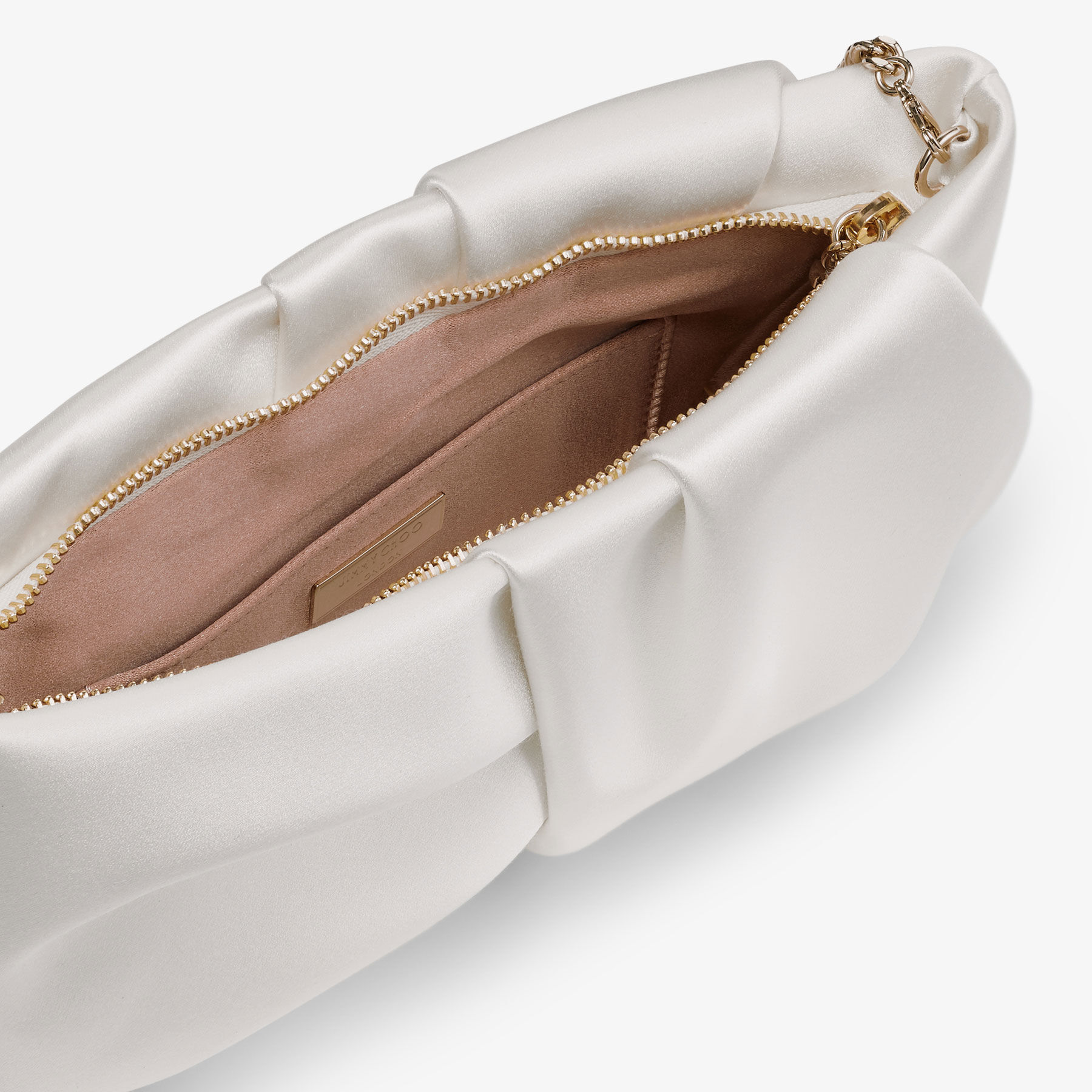 Bonny Clutch | Ivory Satin Clutch Bag | JIMMY CHOO
