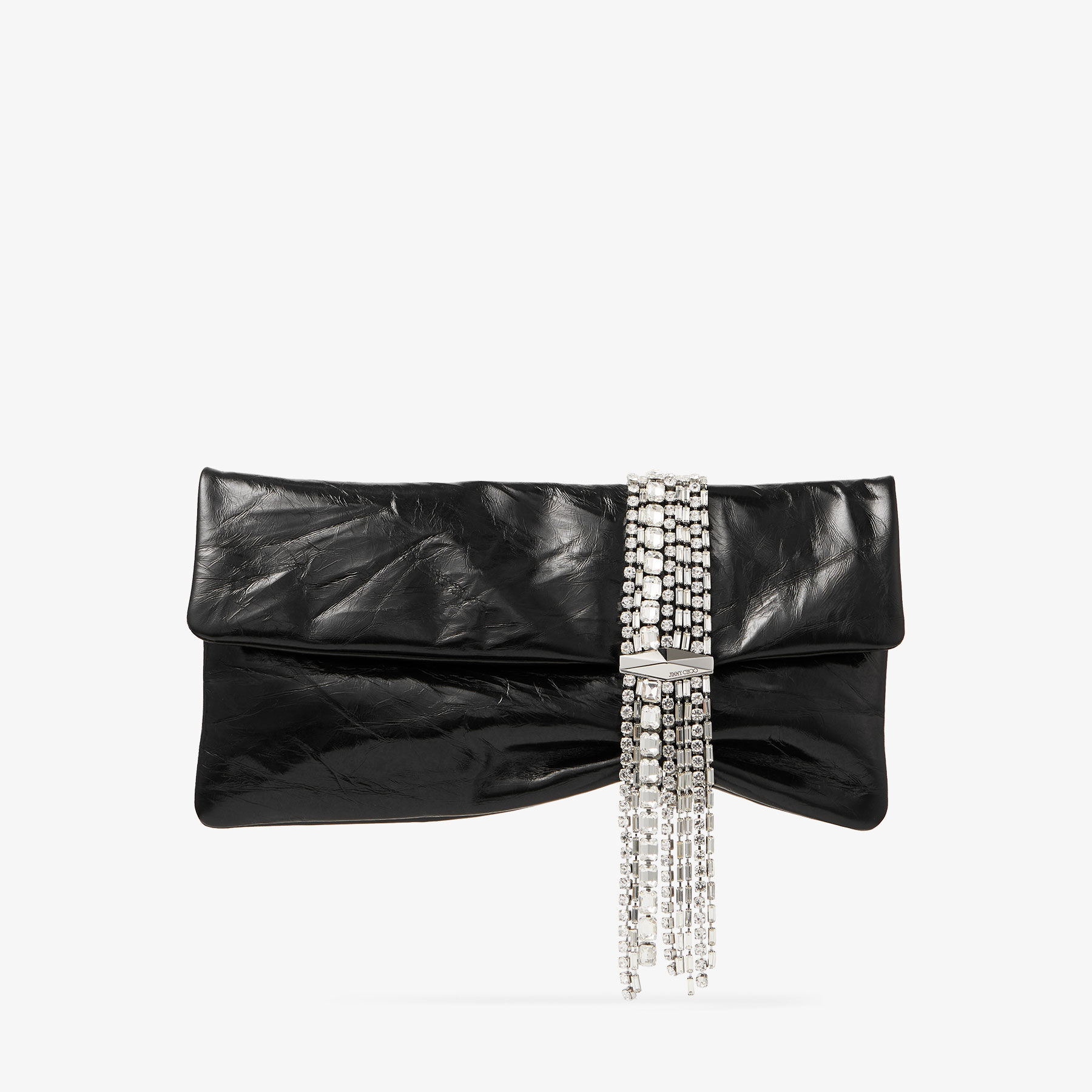 Zandra | Black Vintage Metallic Leather Clutch Bag | JIMMY CHOO