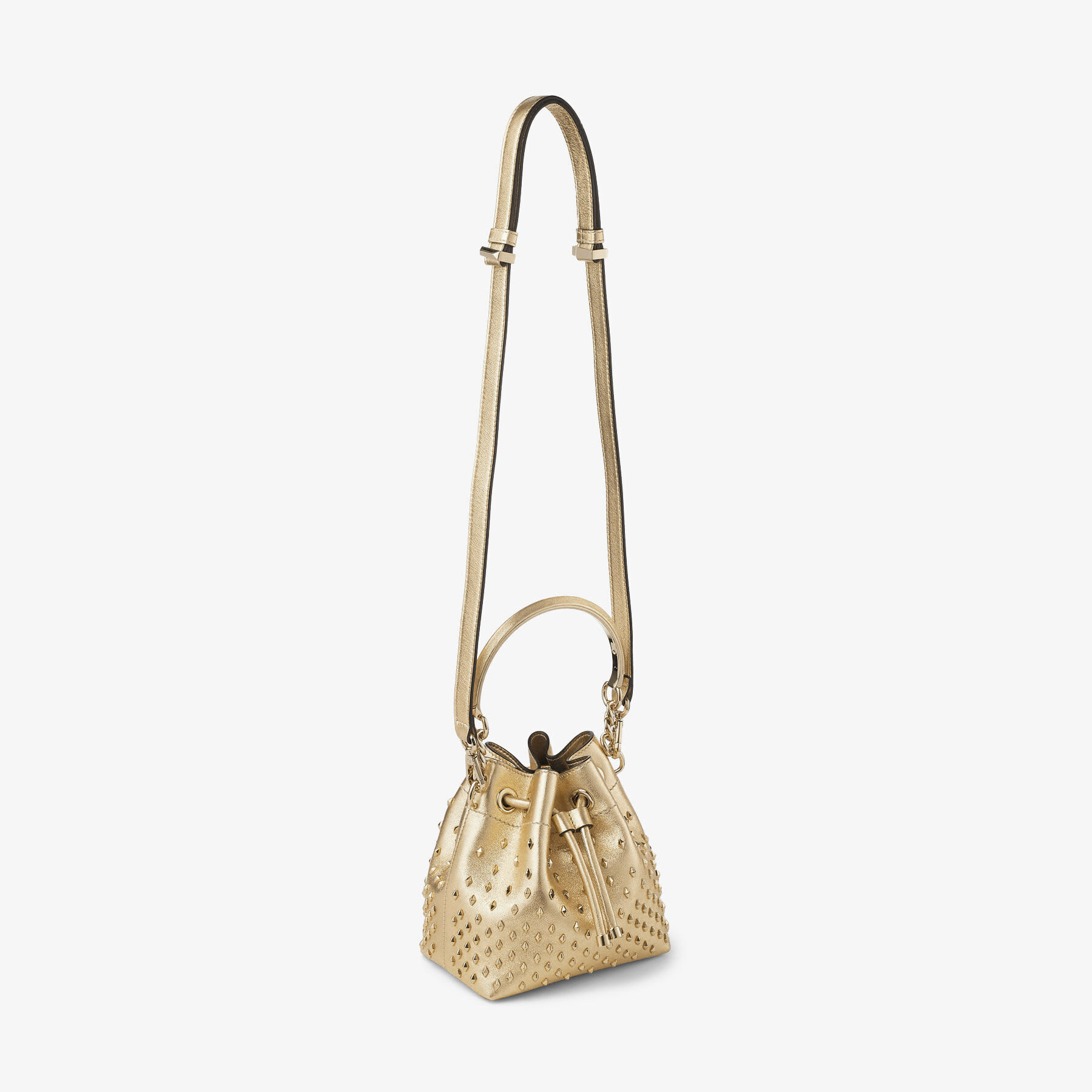 BON BON BUCKET S Gold Metallic Nappa Leather Bucket Bag with