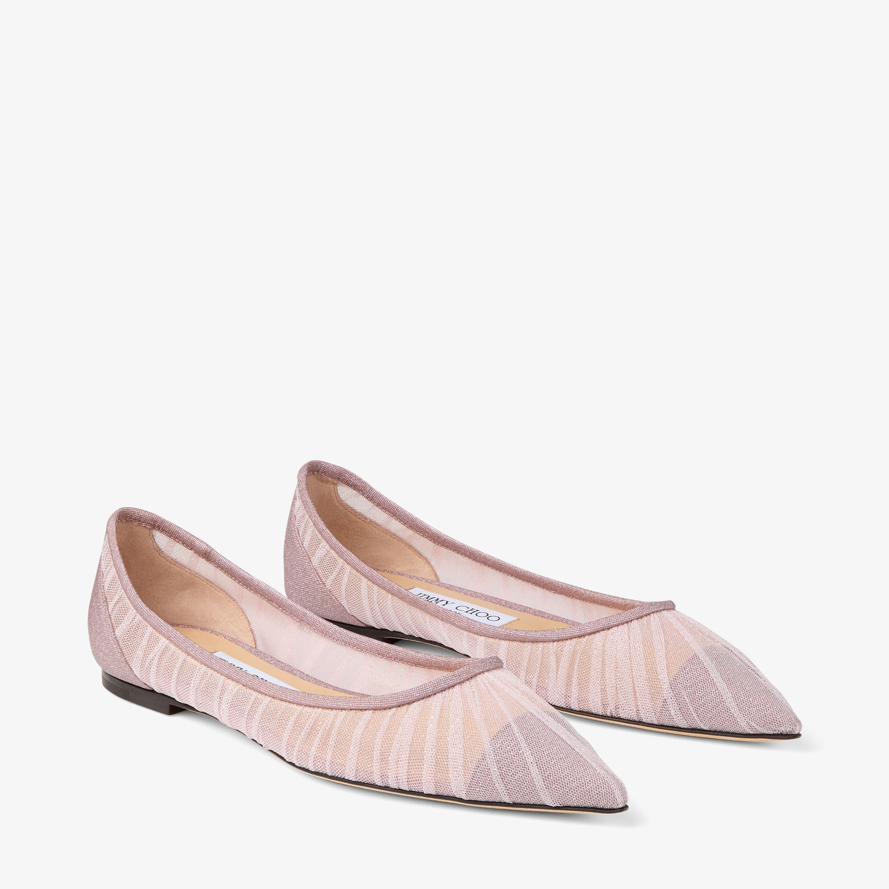 Love Flat | Rose Glitter Fabric Flats | JIMMY CHOO US