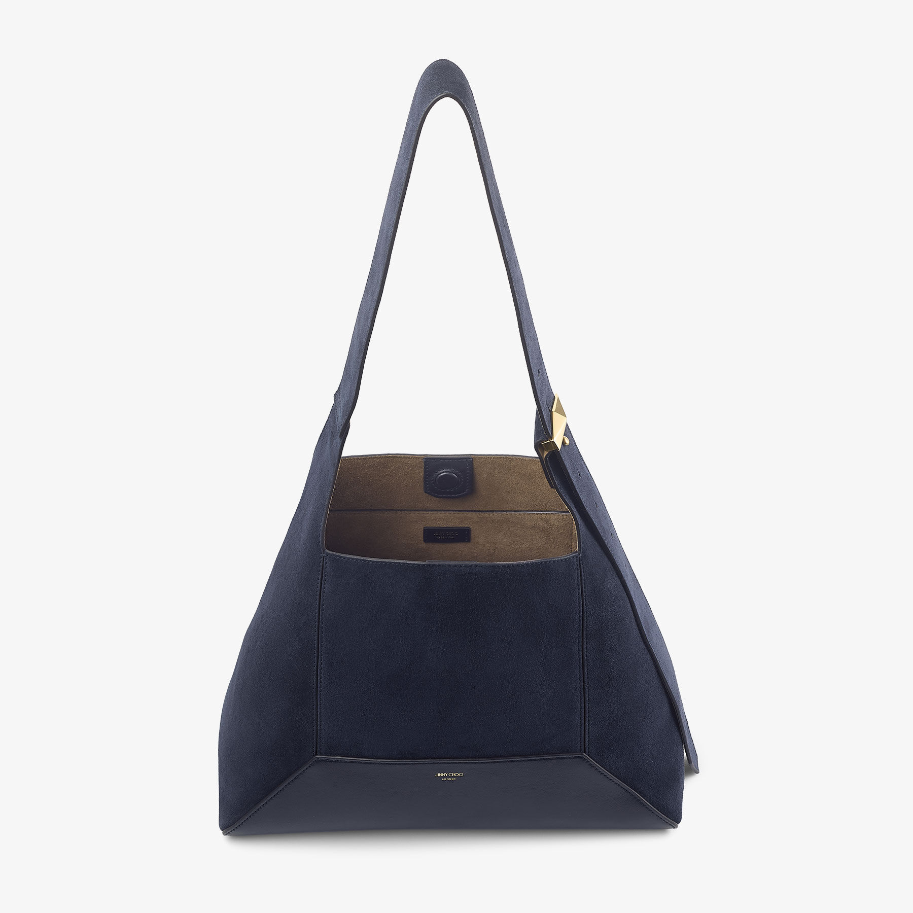ルミニョン Lumignon suède bijou op ブルー Mサイズ Diamond Hobo Medium | Marine Suede Shoulder Bag | JIMMY CHOO