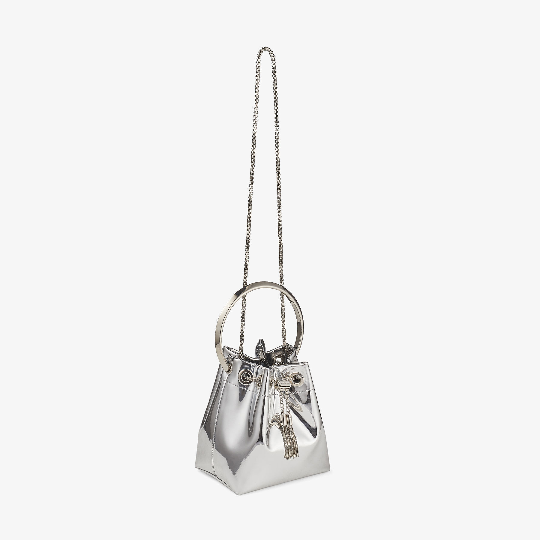 BON BON | Silver Mirror Fabric Mini Bag with Metal Handle