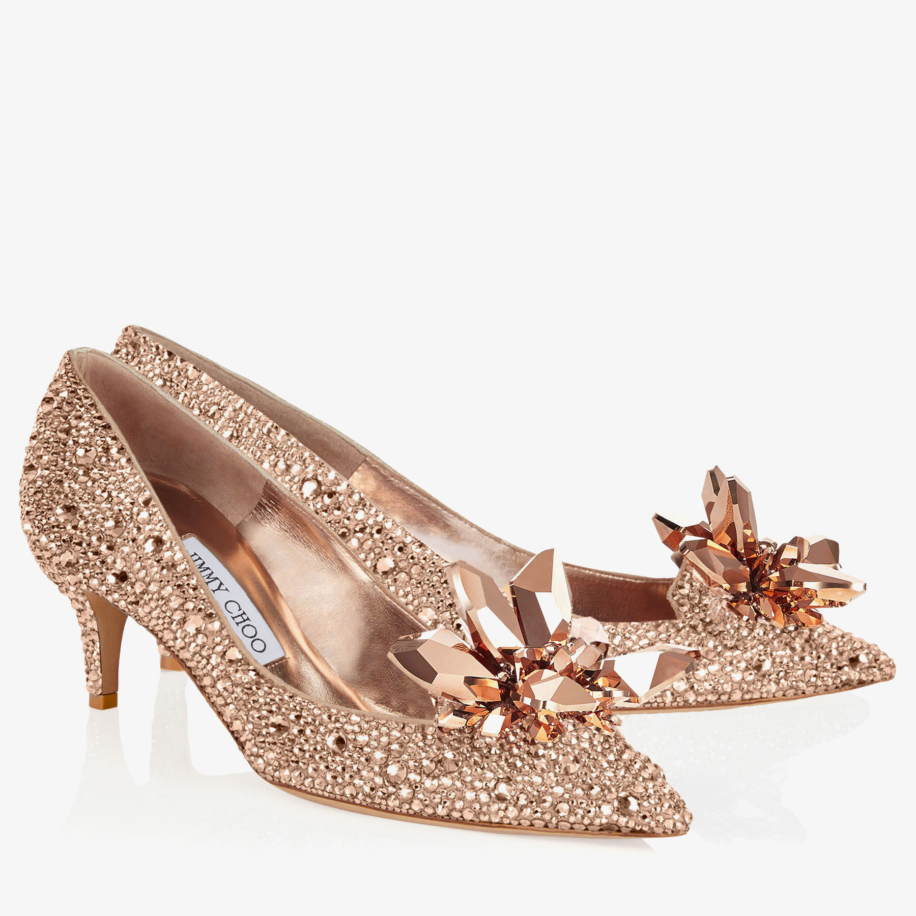Rose Gold Crystal Covered Pointy Toe Pumps ALLURE Pre Fall 18