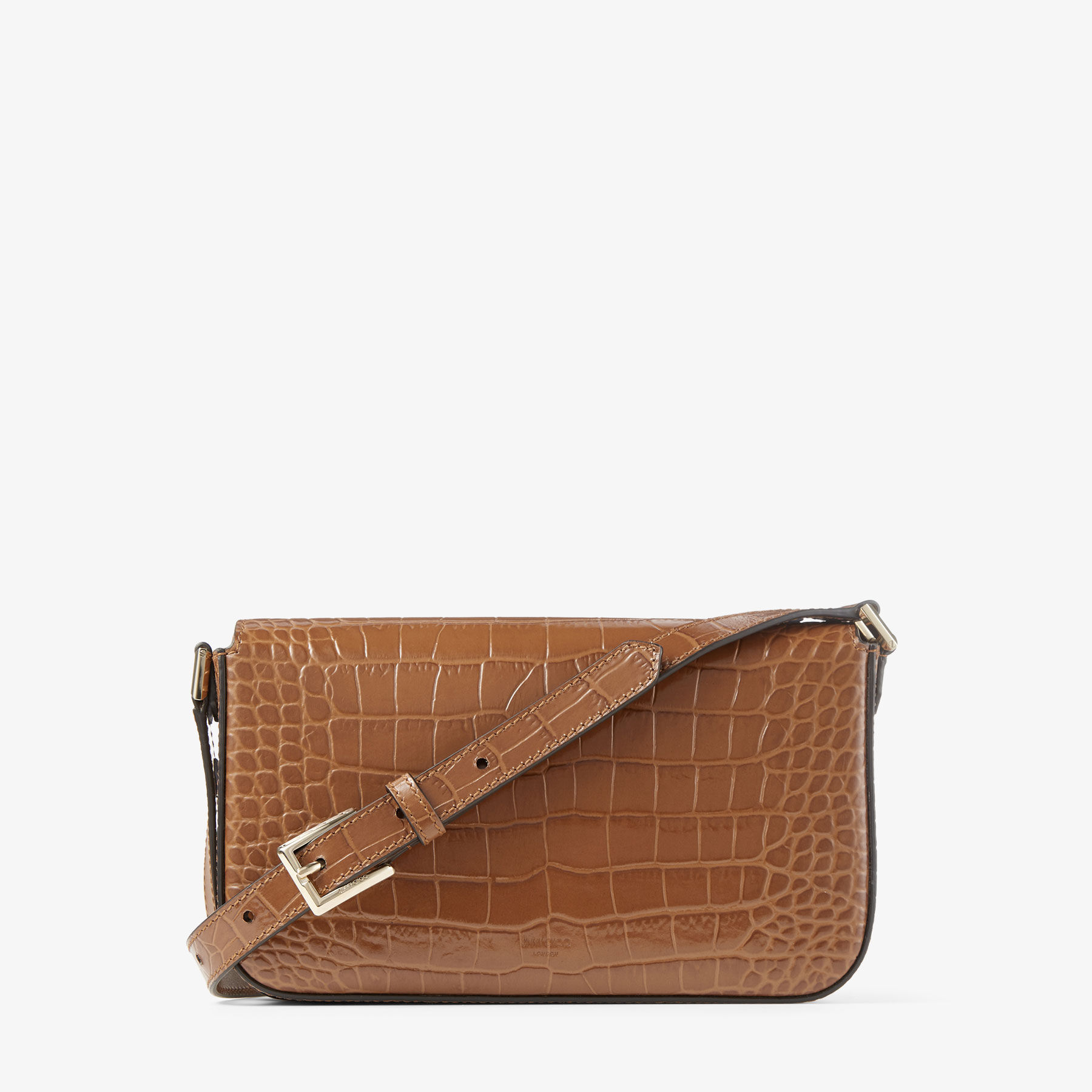 Jody croc embossed top leather circle crossbody bag
