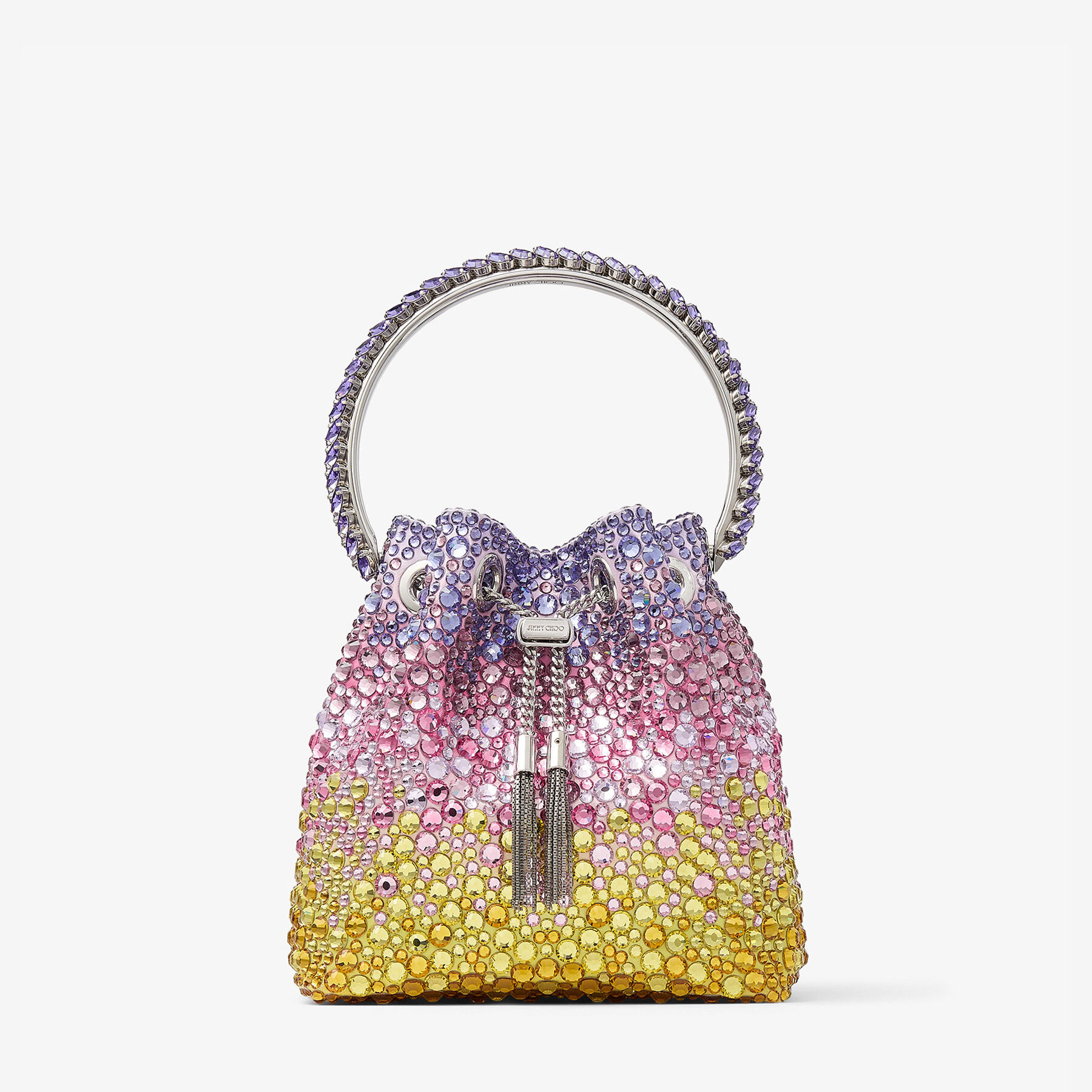 JIMMY CHOO Bon Bon デイジー グラデーション Crystal サテンBag Bon Bon|Sunset Mix Satin Crystal Bag| JIMMY CHOO US