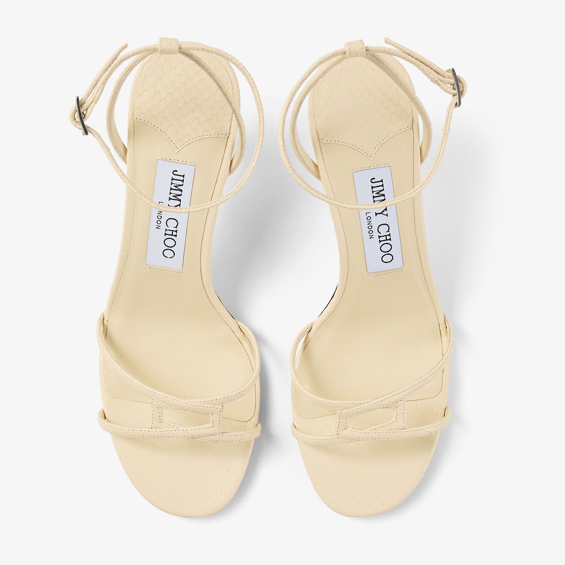 1998 Leo 65 |Buttermilk Elaphe Printed Leather Sandal | JIMMY CHOO