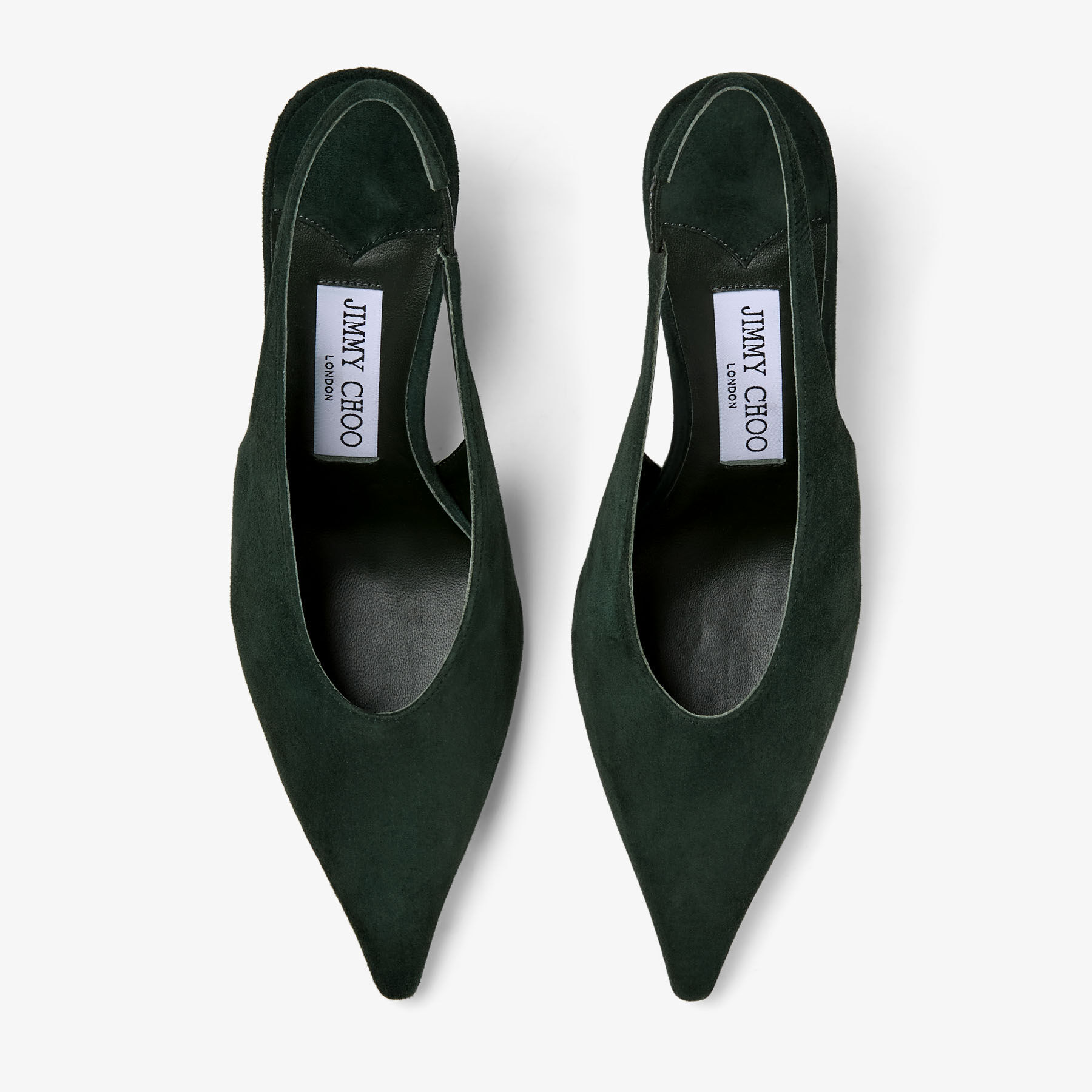 JIMMY CHOO ダークグリーン サンダル Isa 80 | British Green Suede Slingbacks with Dotted Heels | JIMMY CHOO