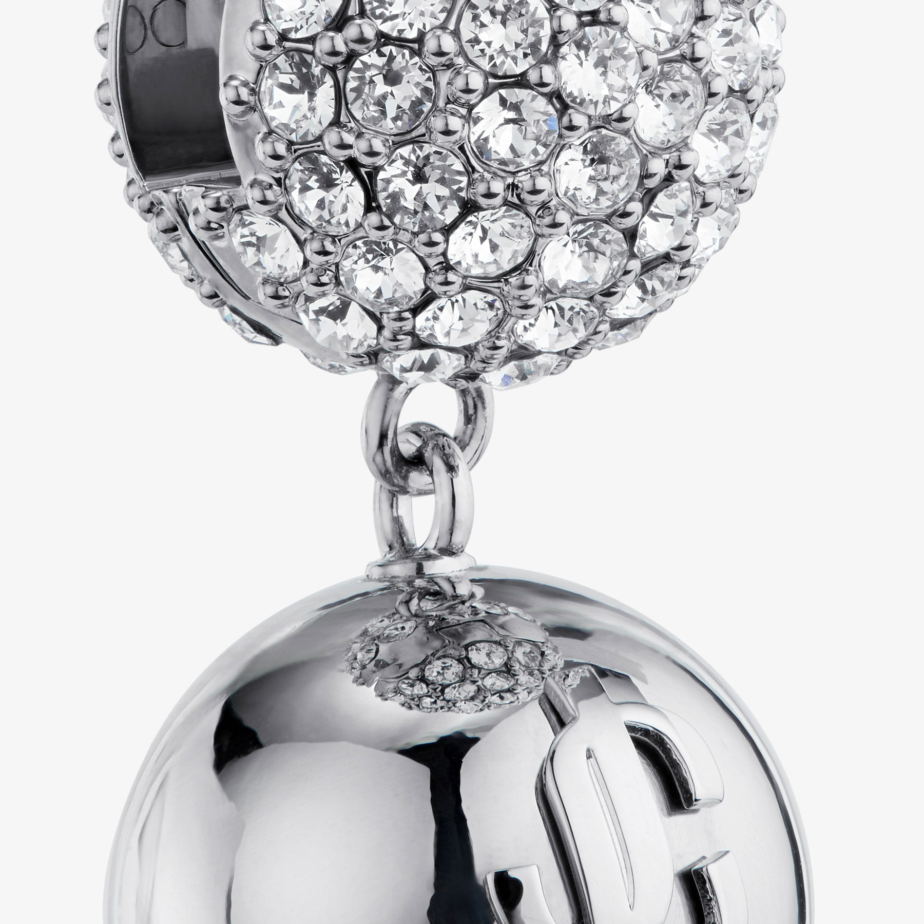 Double Sphere Earrings | Silver-Finish Crystal Sphere
