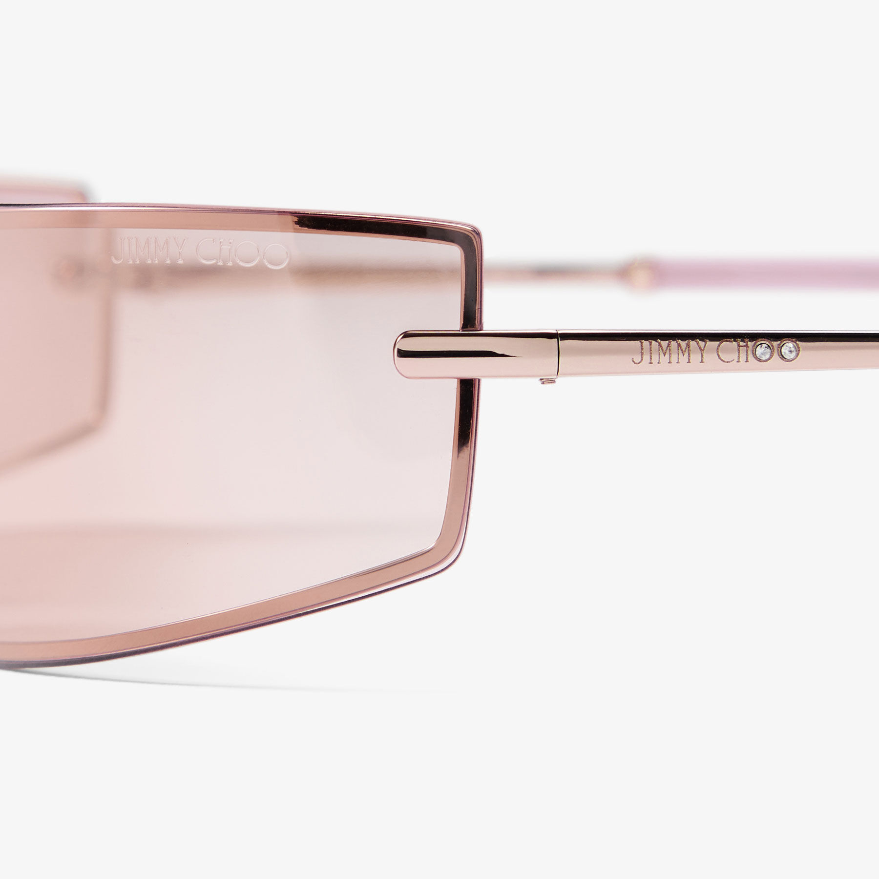 Verse | Pale Gold and Pink Rectangular Metal Sunglasses | JIMMY CHOO