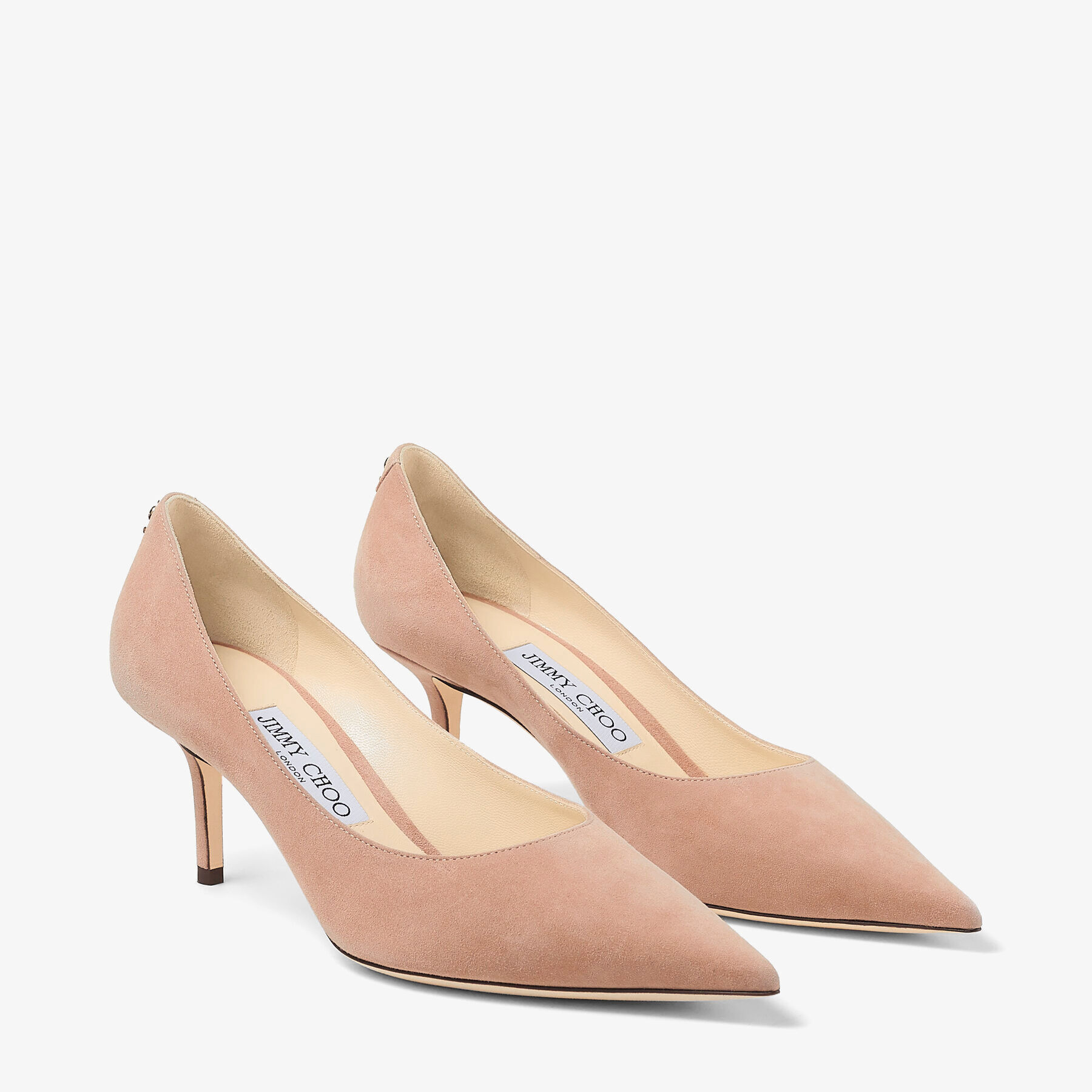 Ballet Pink Suede Pointed Pumps with JC Emblem LOVE 65 Autumn