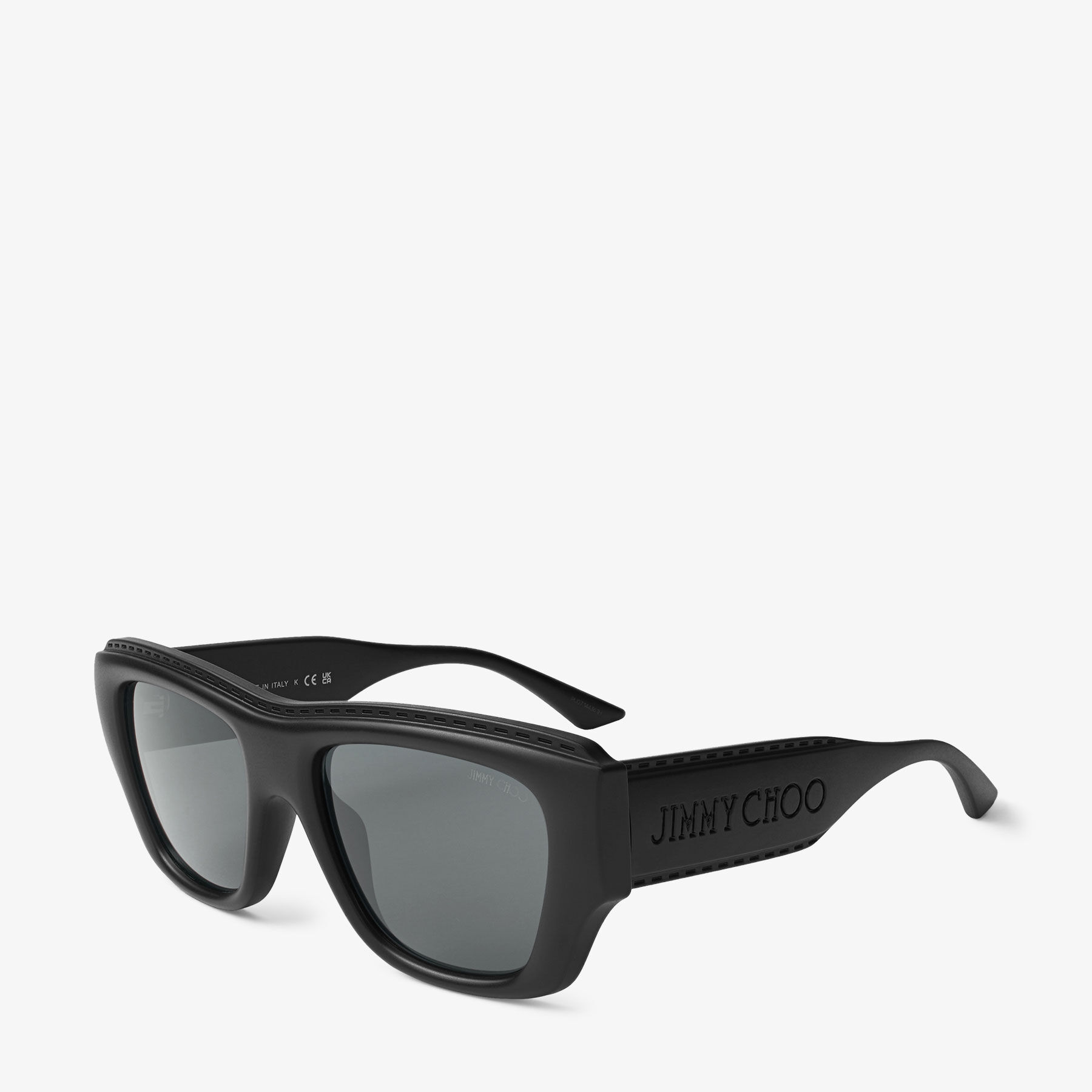 yamami Yani | Matte Black Rectangular Sunglasses | JIMMY CHOO