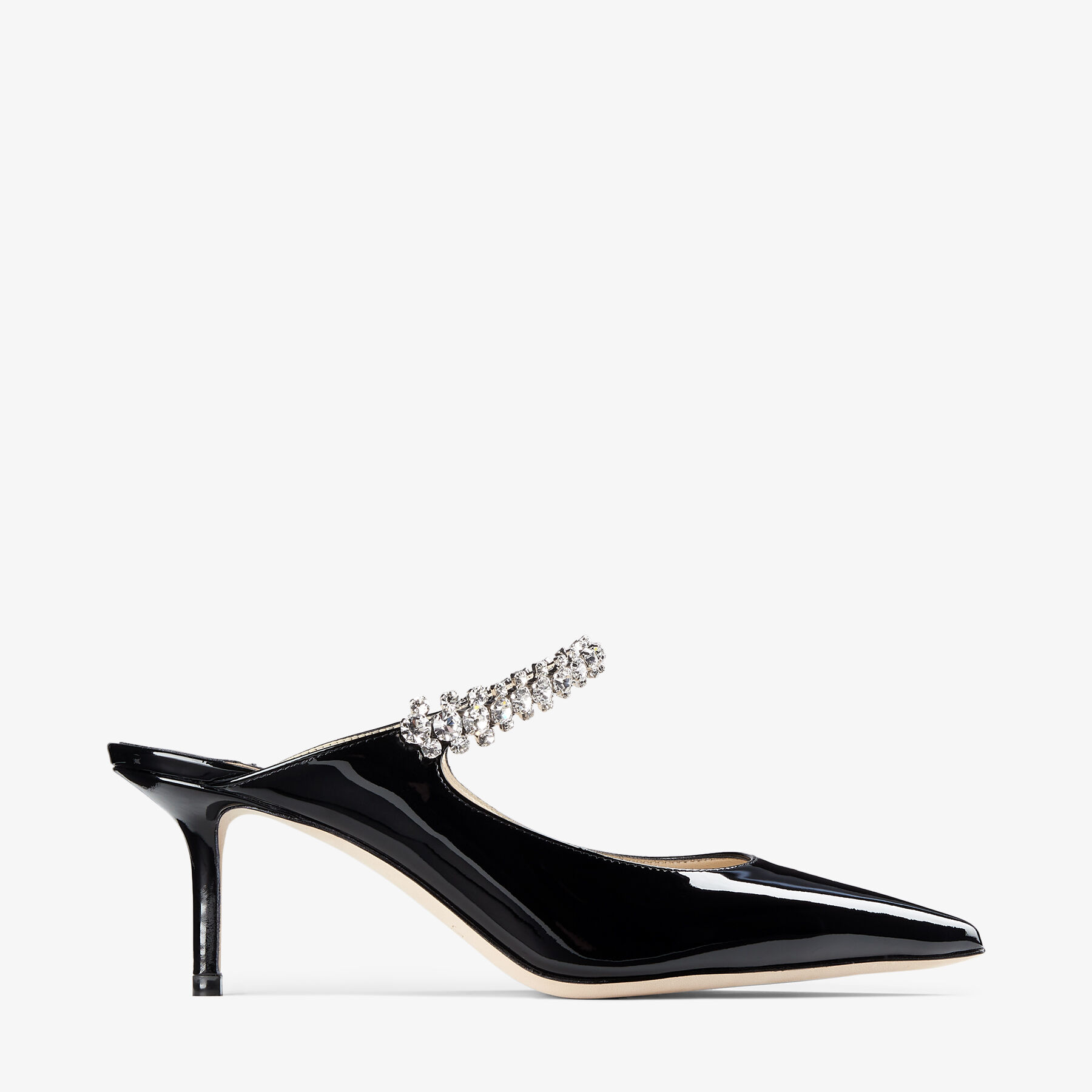 Black Patent Leather Mules with Crystal Strap BING 65 Cruise