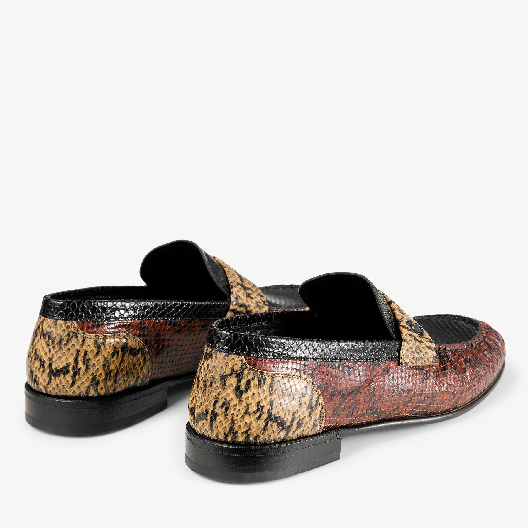 Ellis Loafer M | Cognac Kigali Snake Printed Leather Loafers