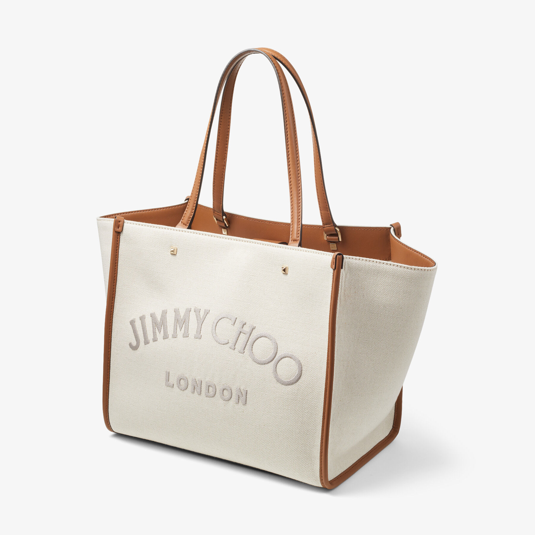 Natural Recycled Cotton Canvas and Dark Tan Soft Shiny Calf ...