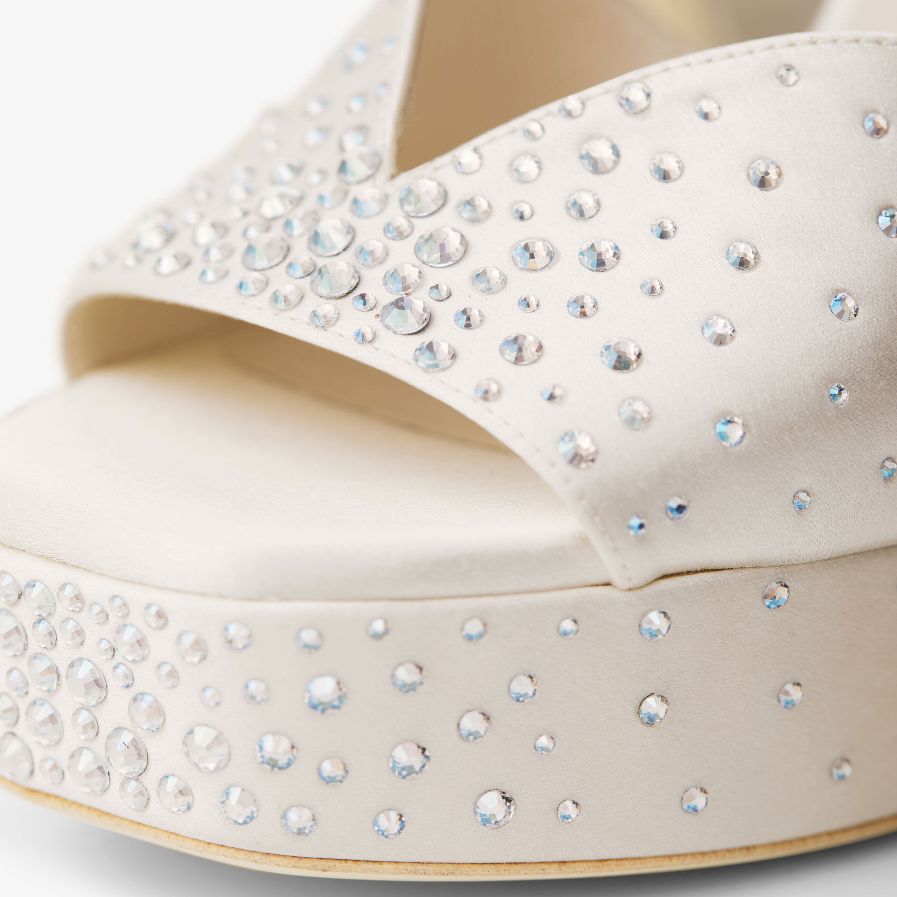 Karli/PF 125| Ivory Satin Crystal Platform Sandals | JIMMY CHOO