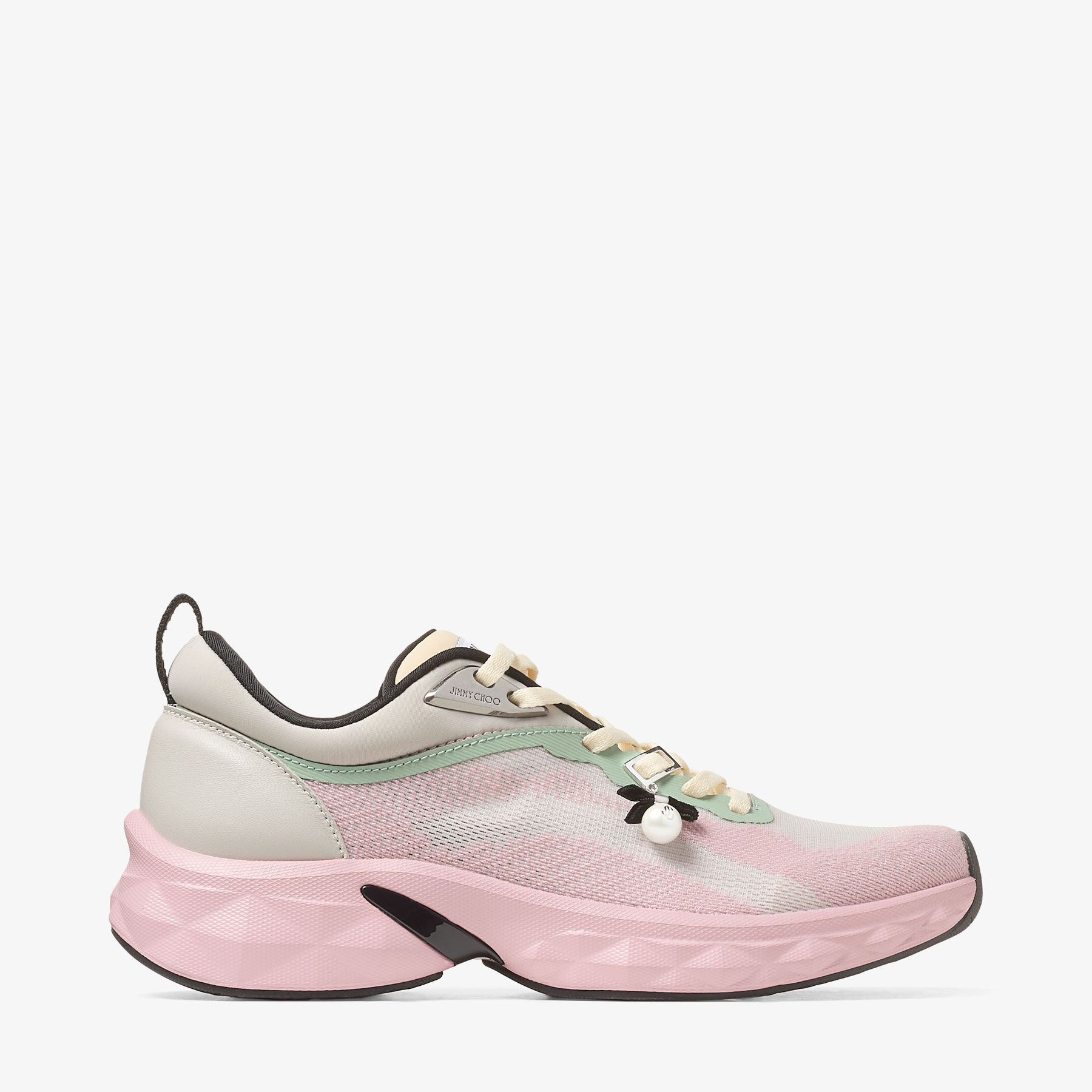 Diamond Run F | Moon and Rose Knit Jacquard Mix Trainers | JIMMY CHOO