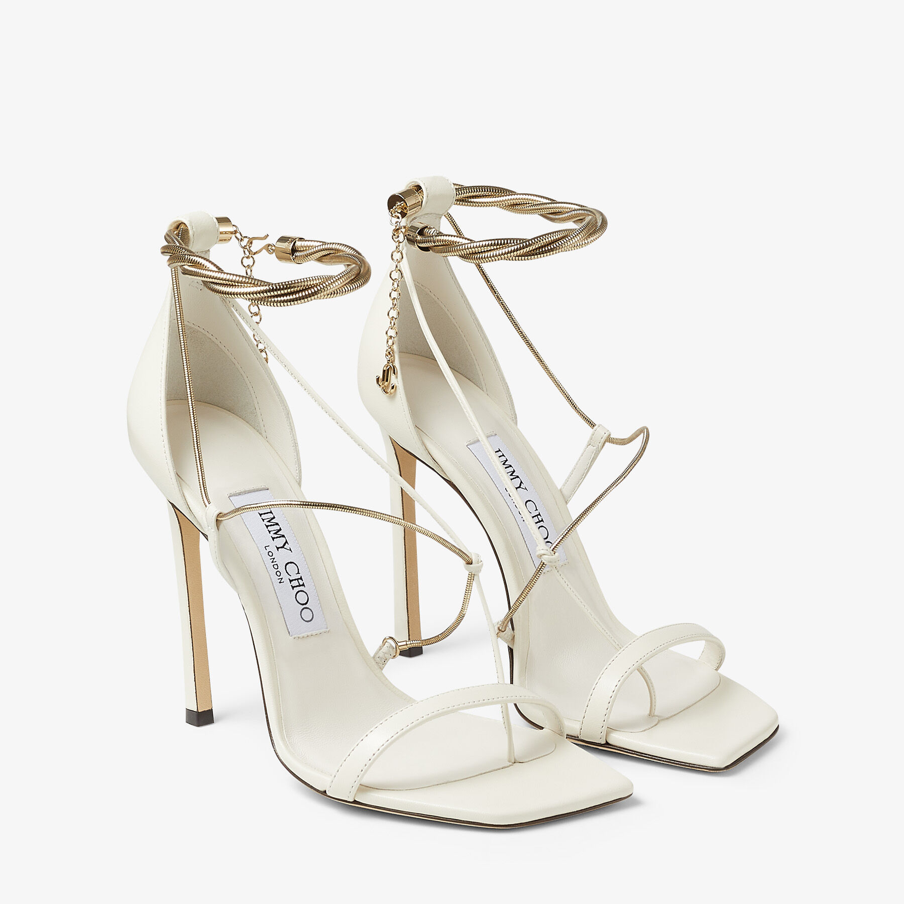 Latte Nappa Sandals with Gold Chains | ORIANA 110 | Summer 2022 ...