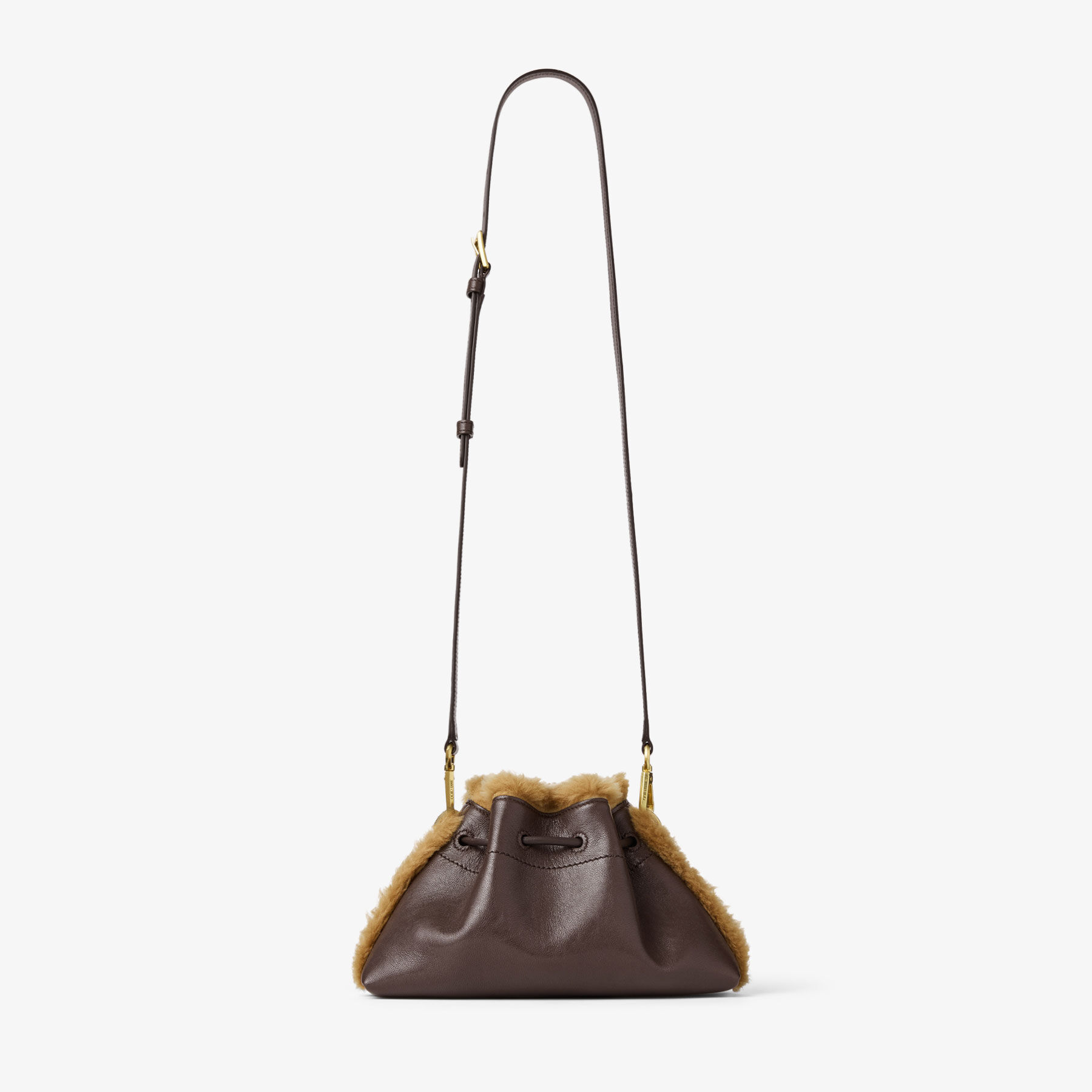 Cinch Small | Chocolate and Teddy Biker Leather Shoulder Bag with