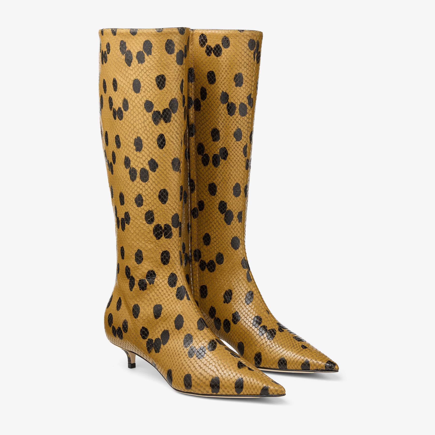 Amis Knee Boot 35 | Cigar and Black Spotty Elaphe Printed Leather