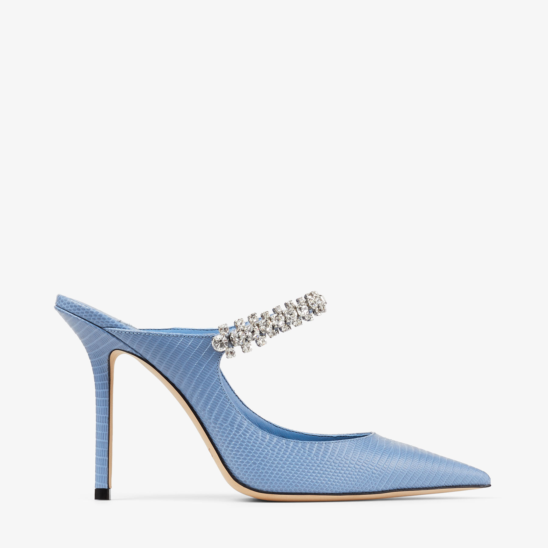 JIMMY CHOO Bing 100 Denim Lizard Print Mules Denim 41