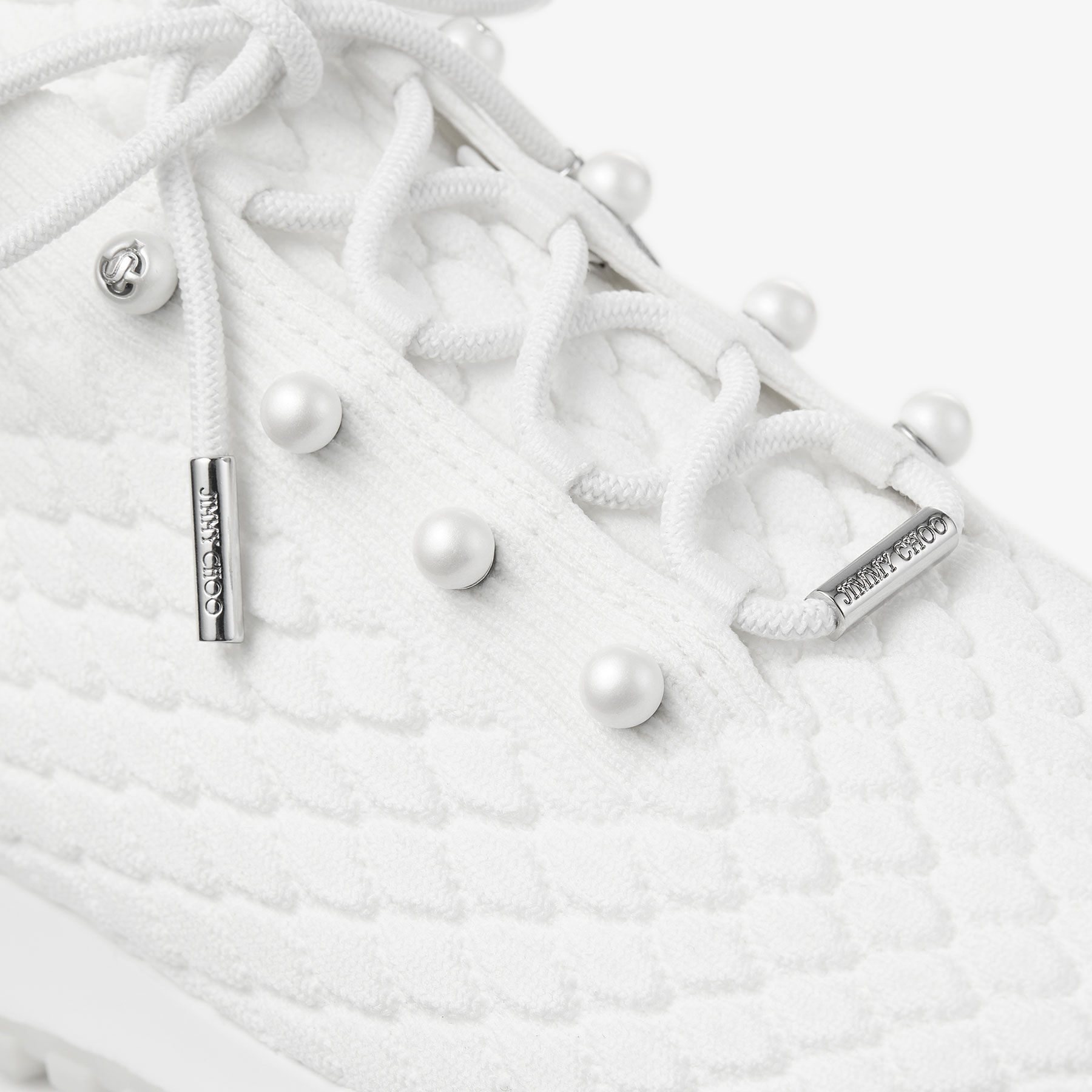 Veles |White Textured Knit Trainers | JIMMY CHOO Veles |White Textured Knit Trainers | JIMMY CHOO