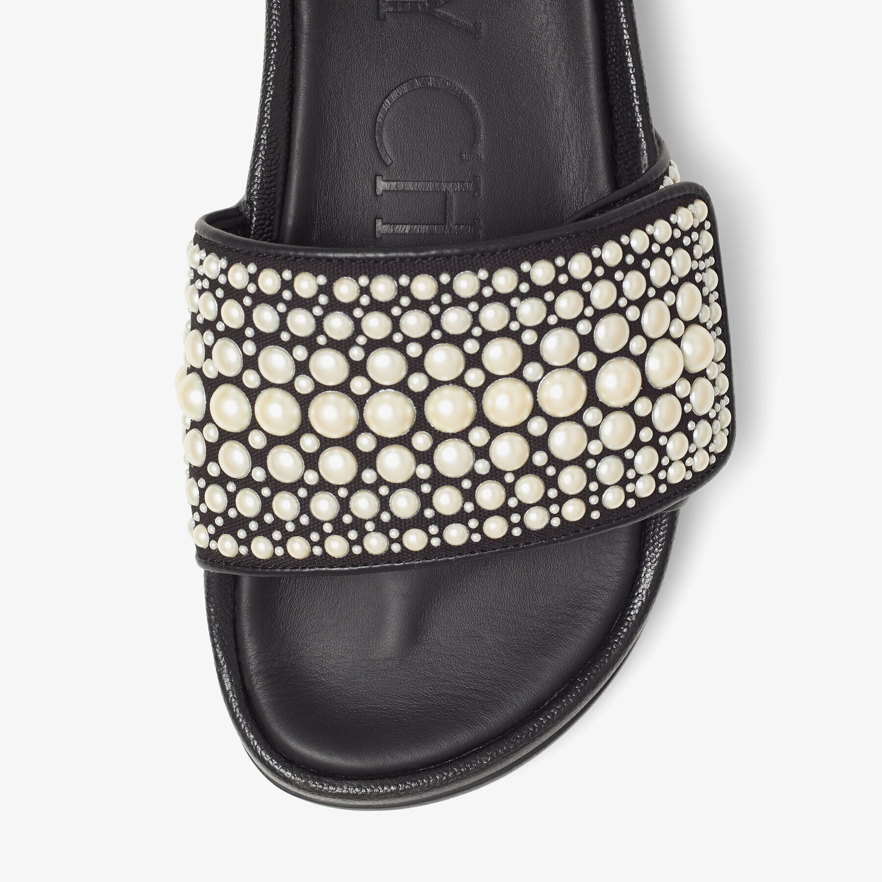 【関税&送料込】Jimmy Choo Sandalo Joa Flat In Canvas JIMMY CHOO Joa logo-print canvas and leather slingback