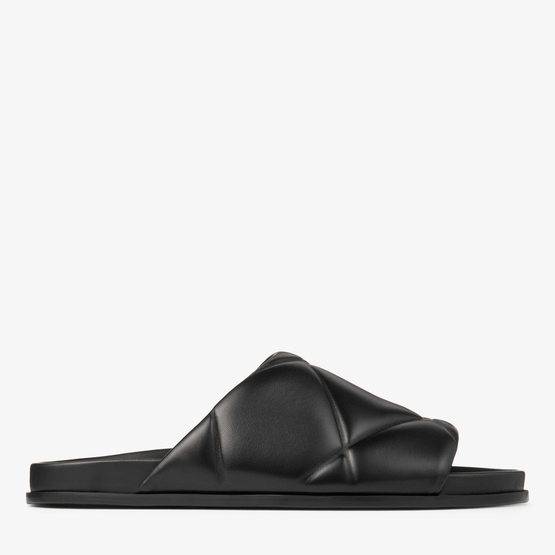 ６万取引突破★UPS速達便利用！【JIMMY CHOO】JC FLAT SLIDE Jimmy Choo London JC Flat Slides Flat Black Leather Sandals