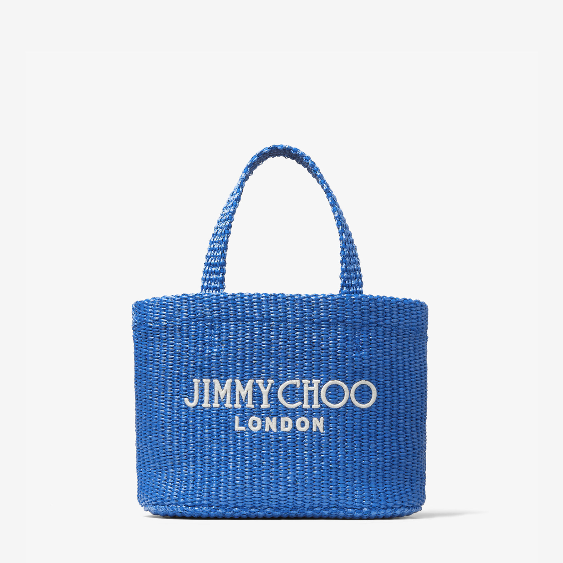 Beach Tote E/W Mini | Sky Raffia Embroidered Mini Tote Bag
