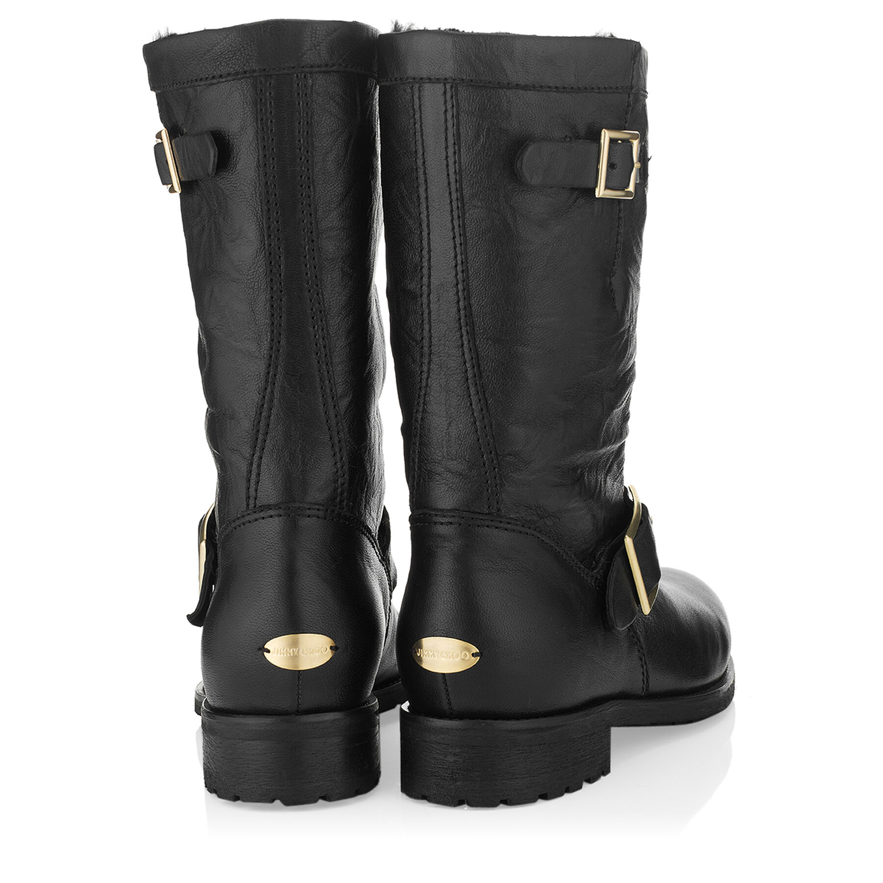 jimmy choo biker boots rabbit fur
